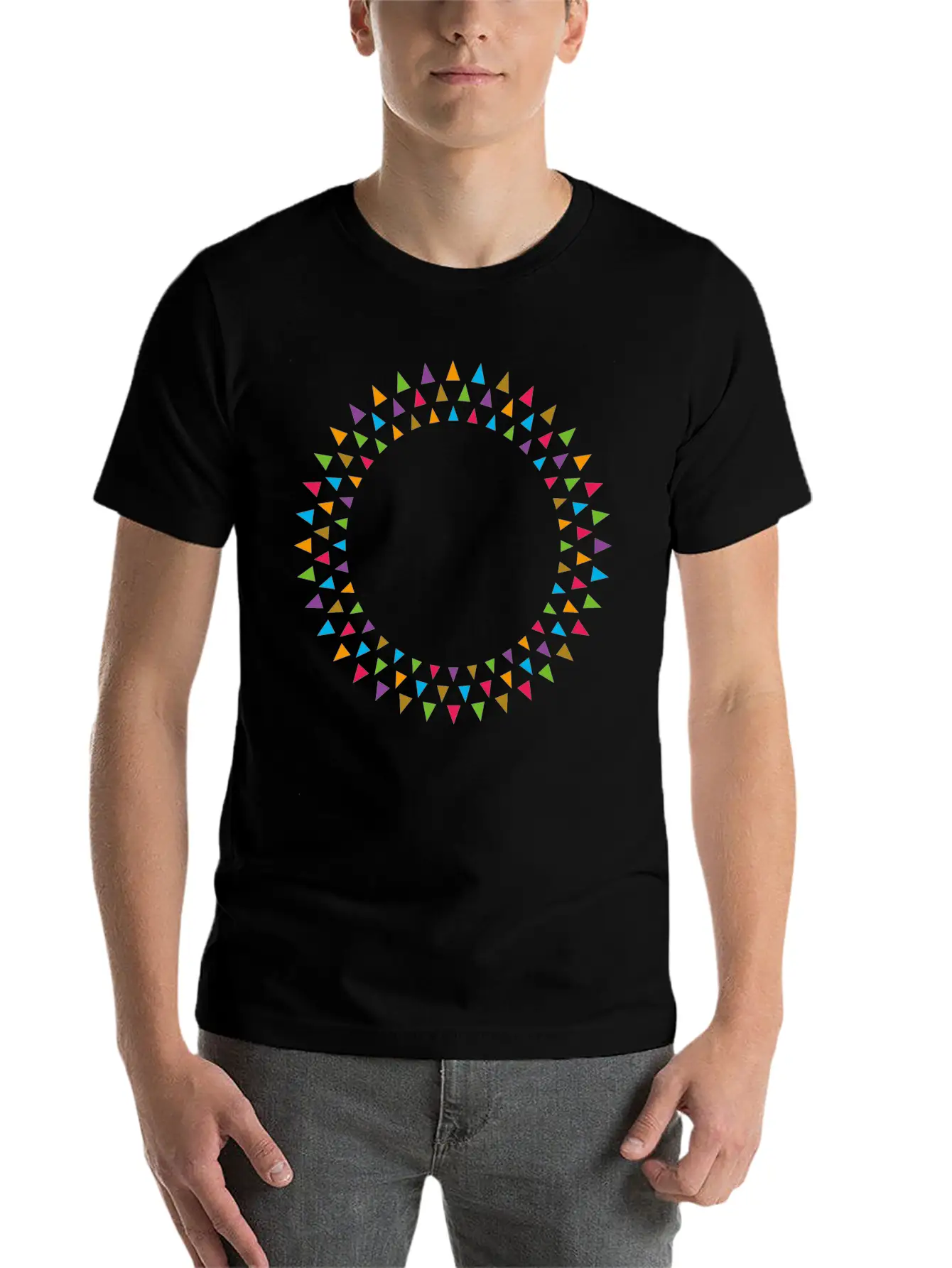 Geometric Pattern Circle Breathable Soft Cotton T-Shirt – Timeless Casual Look