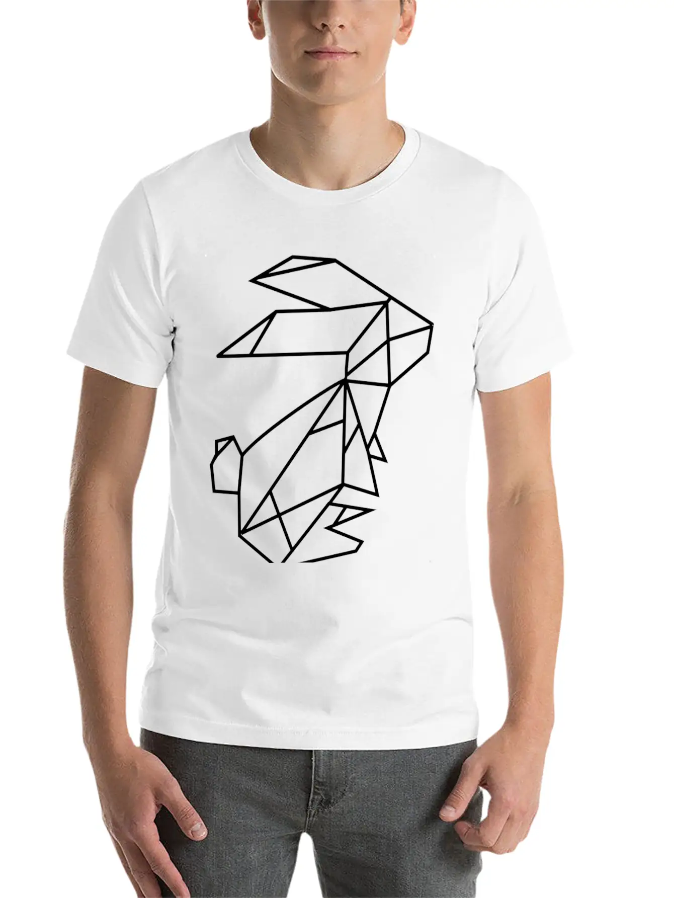 Geometric Rabbit Unisex Casual T-Shirt – Clean Design For Daily Comfort