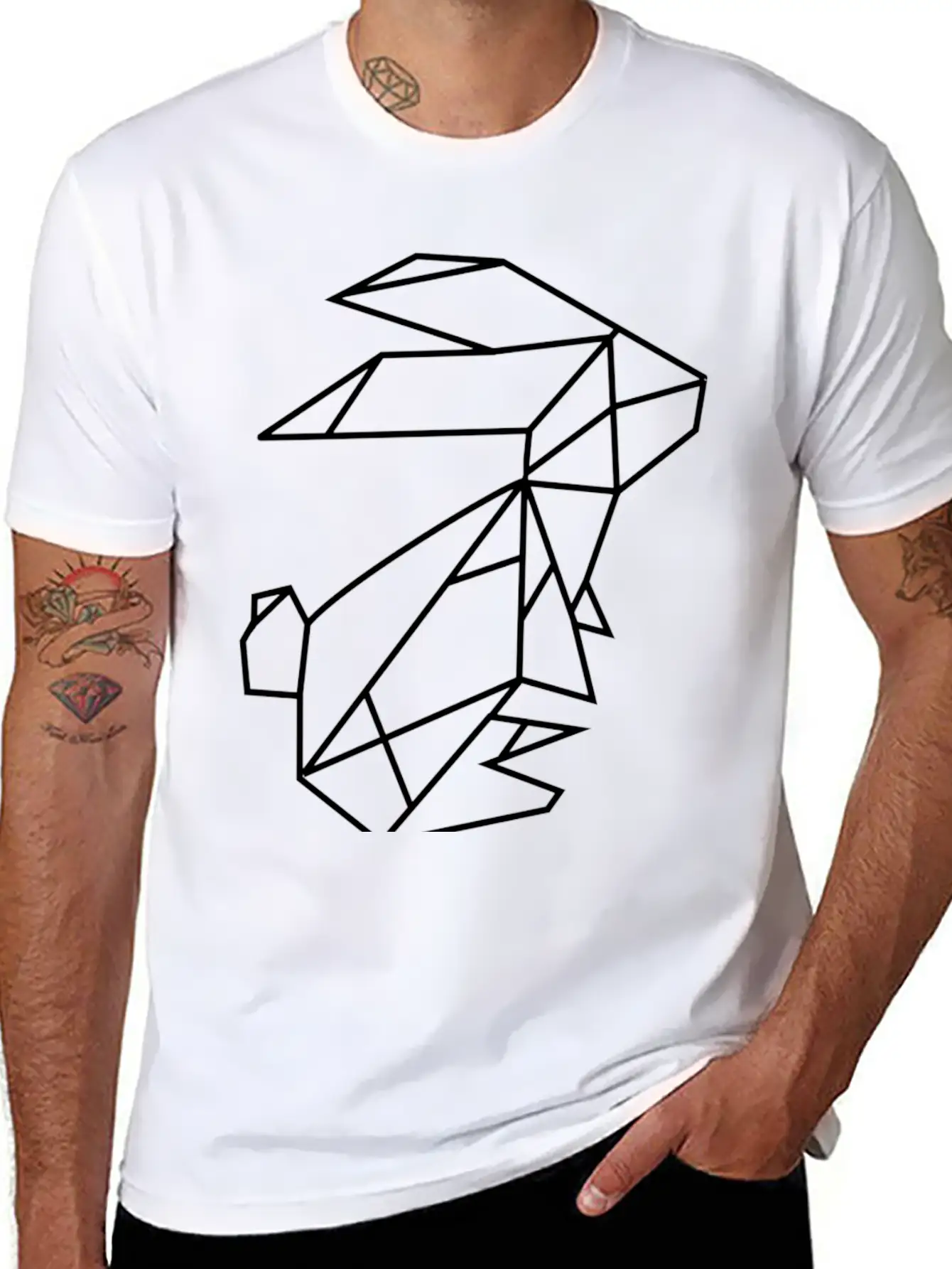 Geometric Rabbit Unisex Casual T-Shirt – Clean Design For Daily Comfort