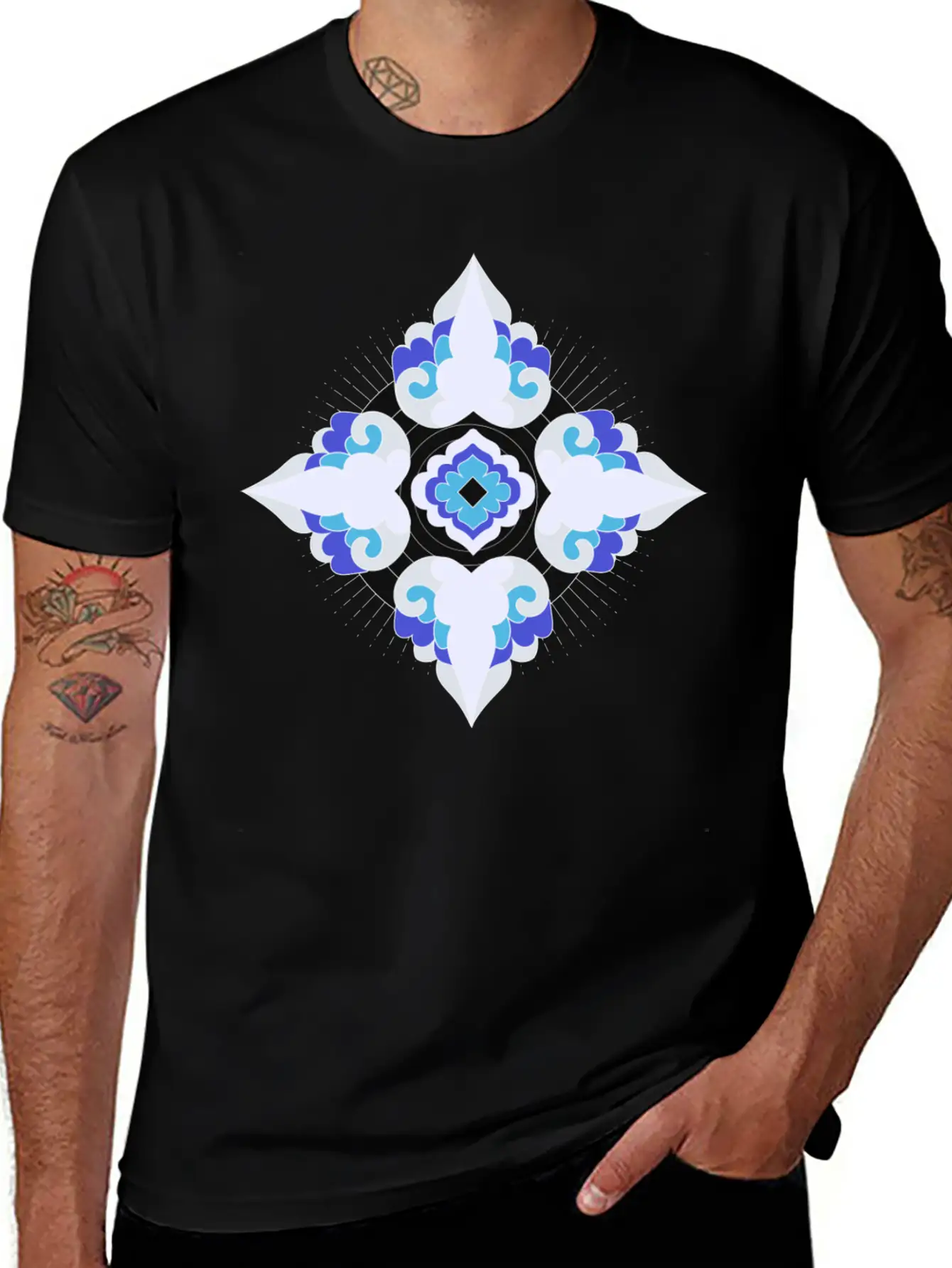 Geometric Snowflakes Unisex Short Sleeve Soft Cotton T-Shirt – Casual Everyday Wear