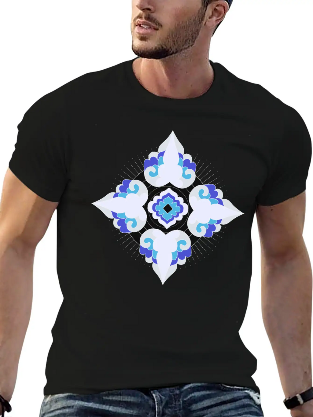 Geometric Snowflakes Unisex Short Sleeve Soft Cotton T-Shirt – Casual Everyday Wear