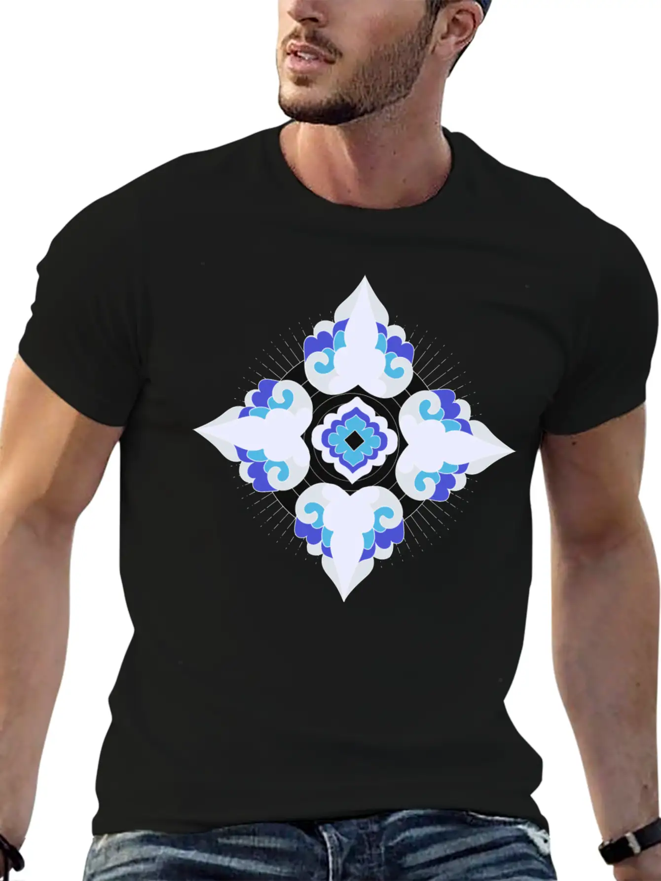 Geometric Snowflakes Unisex Short Sleeve Soft Cotton T-Shirt – Casual Everyday Wear