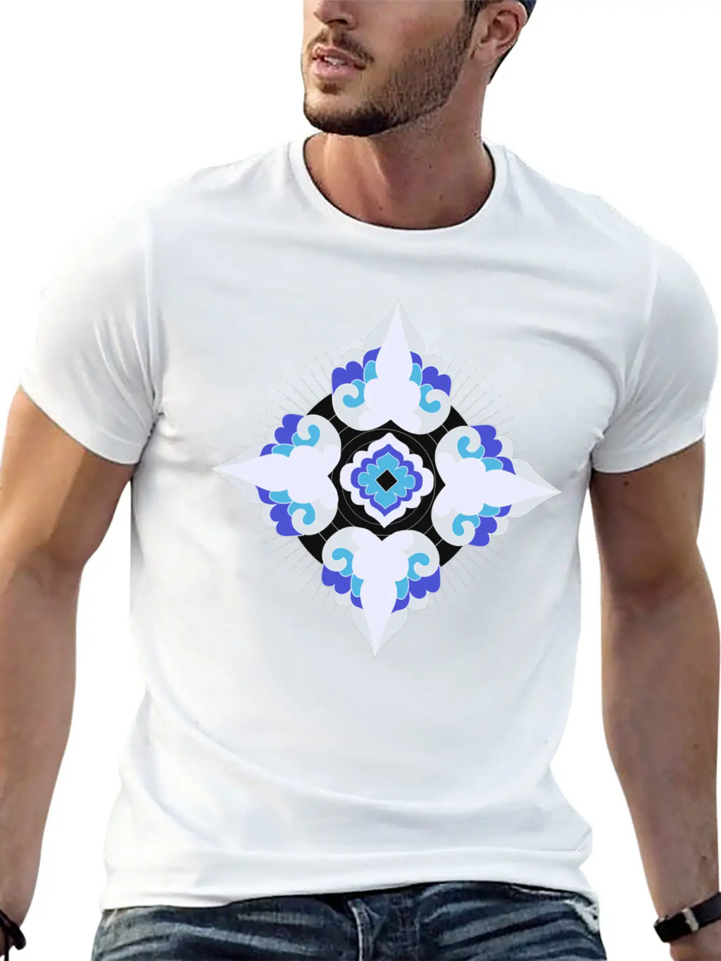 Geometric Snowflakes Unisex Short Sleeve Soft Cotton T-Shirt – Casual Everyday Wear