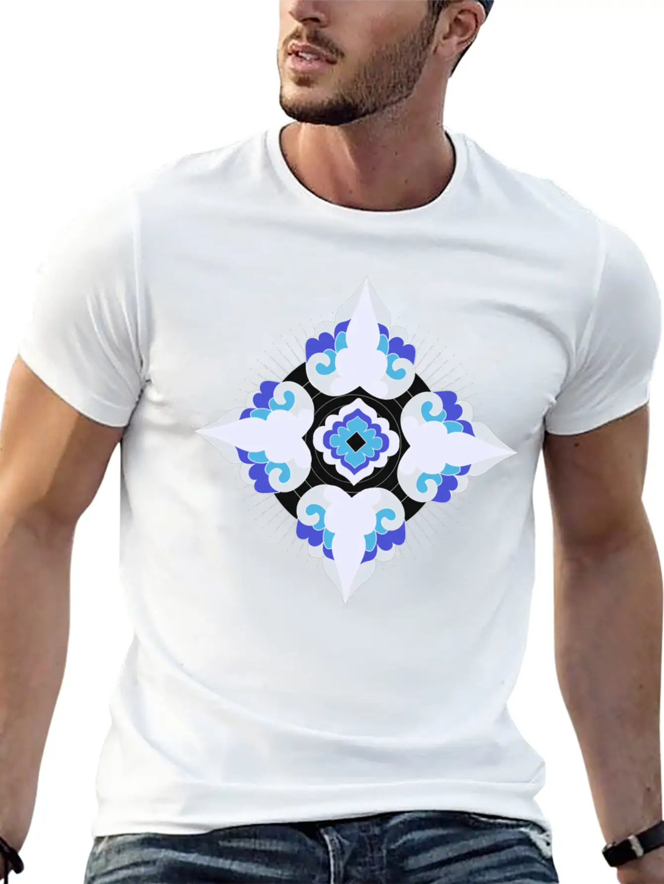 Geometric Snowflakes Unisex Short Sleeve Soft Cotton T-Shirt – Casual Everyday Wear