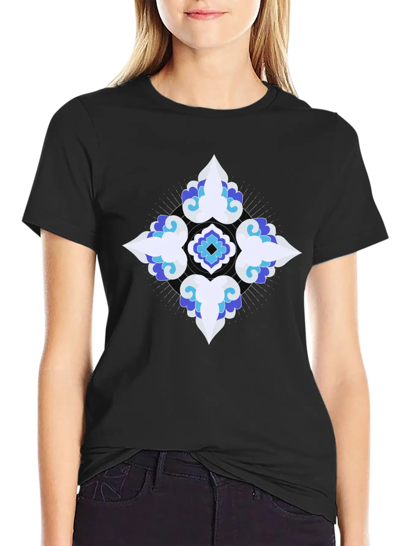 Geometric Snowflakes Unisex Short Sleeve Soft Cotton T-Shirt – Casual Everyday Wear