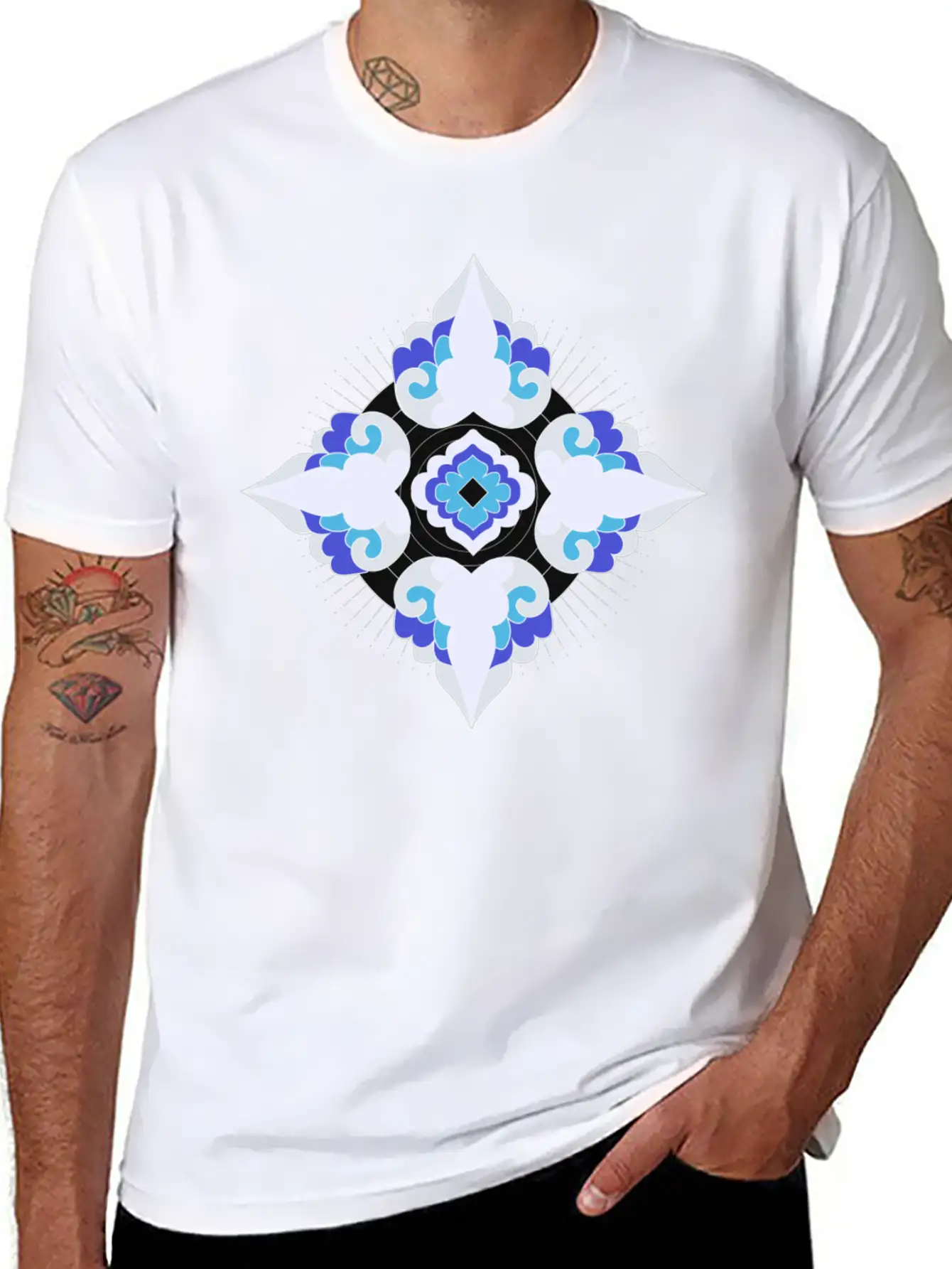 Geometric Snowflakes Unisex Short Sleeve Soft Cotton T-Shirt – Casual Everyday Wear