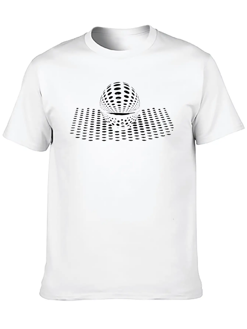 Geometric Sphere On Curved Point Surface Essential Cotton Tee For Daily Outfits – Unisex Style