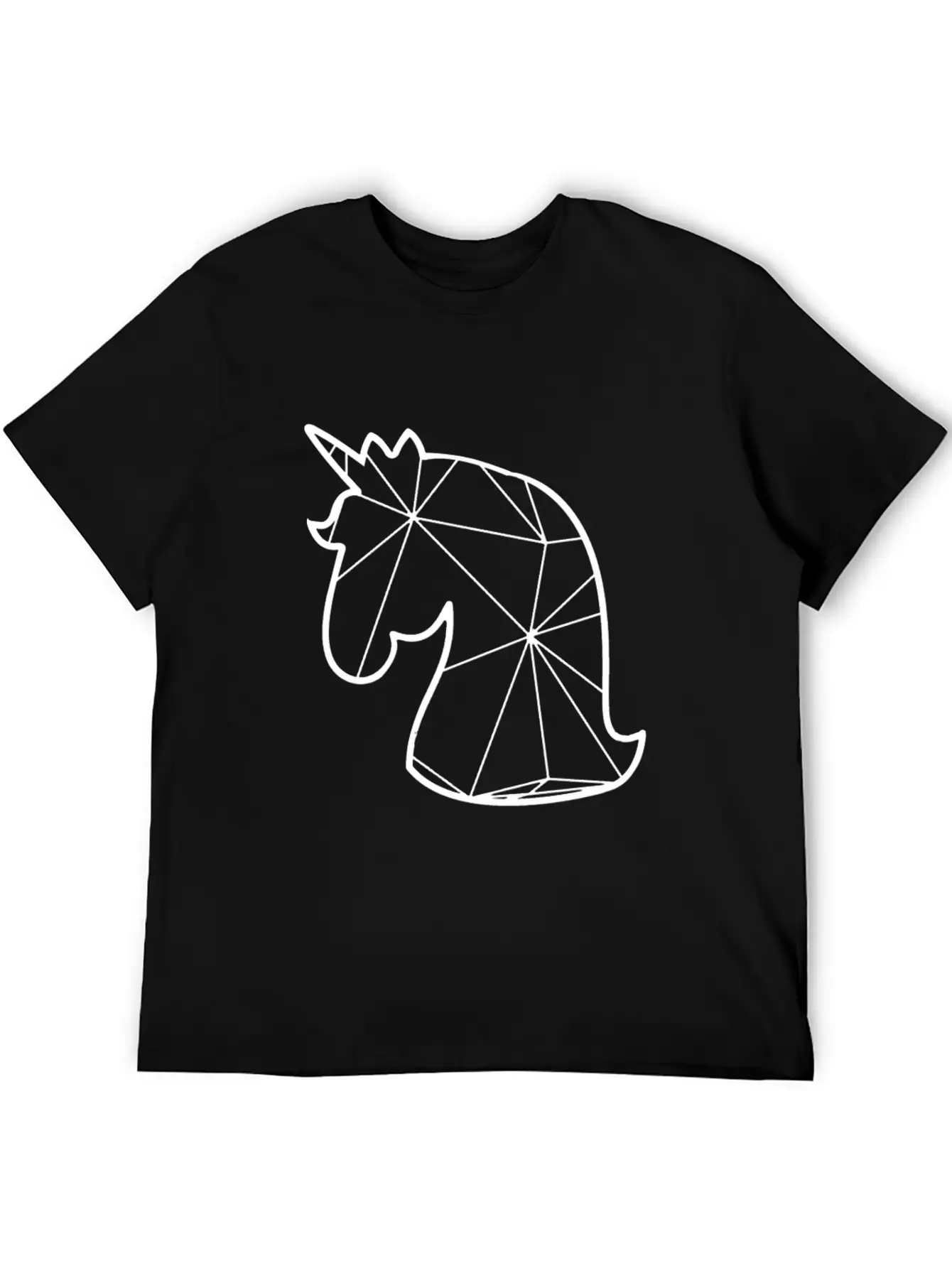 Geometric Unicorn - Unicorn Geometrial Unisex Short Sleeve Soft Cotton T-Shirt – Casual Everyday Wear
