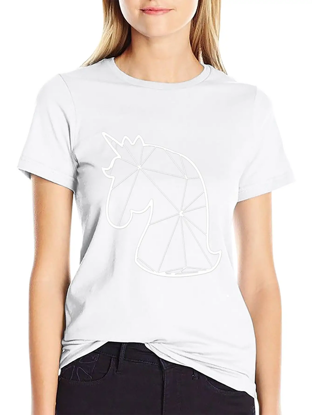 Geometric Unicorn - Unicorn Geometrial Unisex Short Sleeve Soft Cotton T-Shirt – Casual Everyday Wear