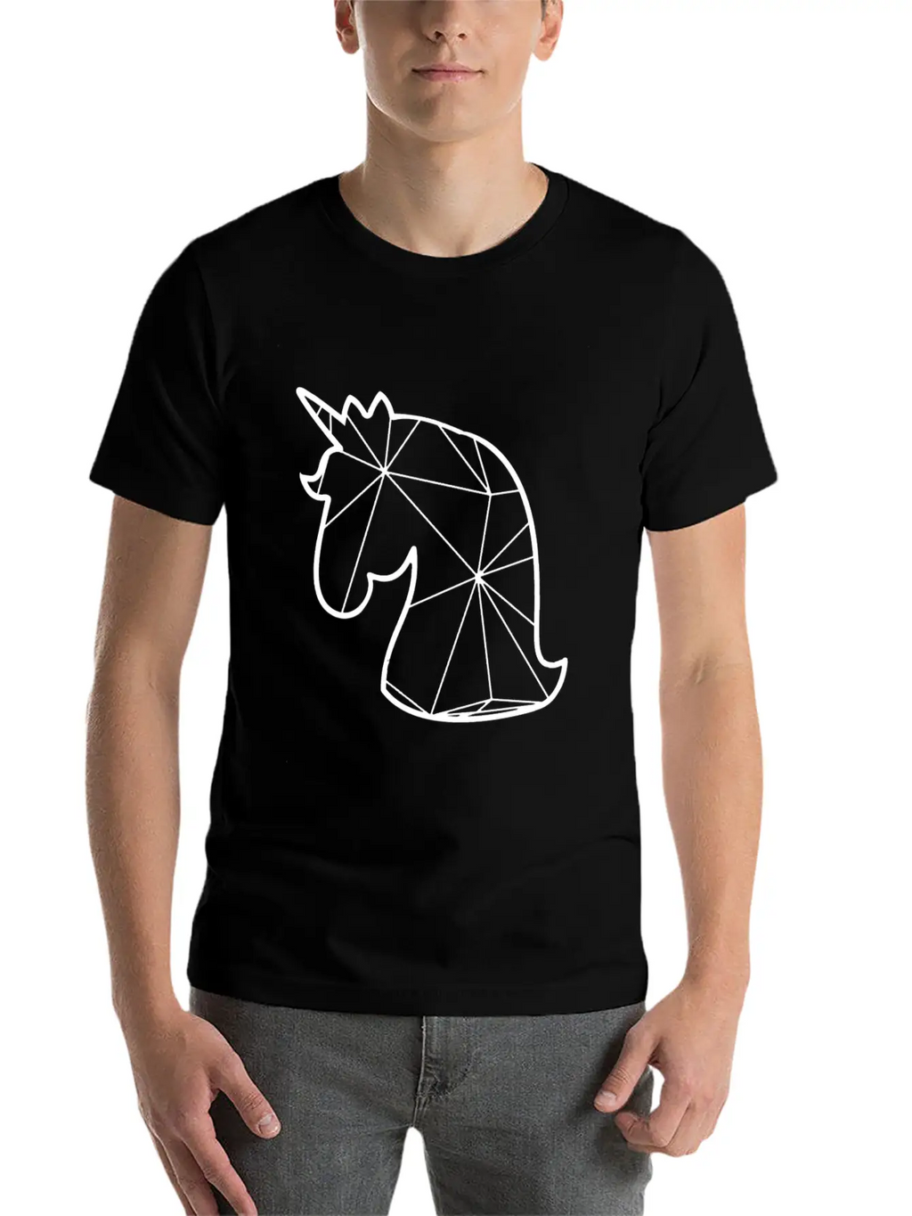 Geometric Unicorn - Unicorn Geometrial Unisex Short Sleeve Soft Cotton T-Shirt – Casual Everyday Wear