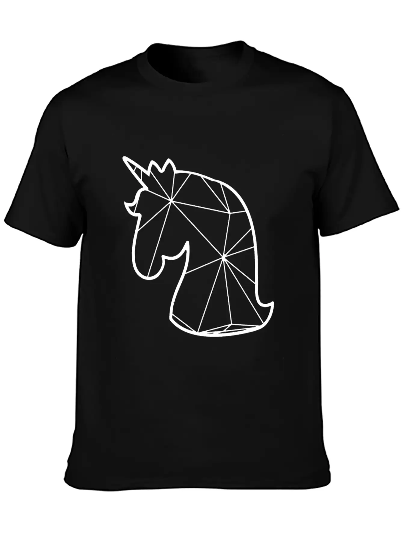 Geometric Unicorn - Unicorn Geometrial Unisex Short Sleeve Soft Cotton T-Shirt – Casual Everyday Wear