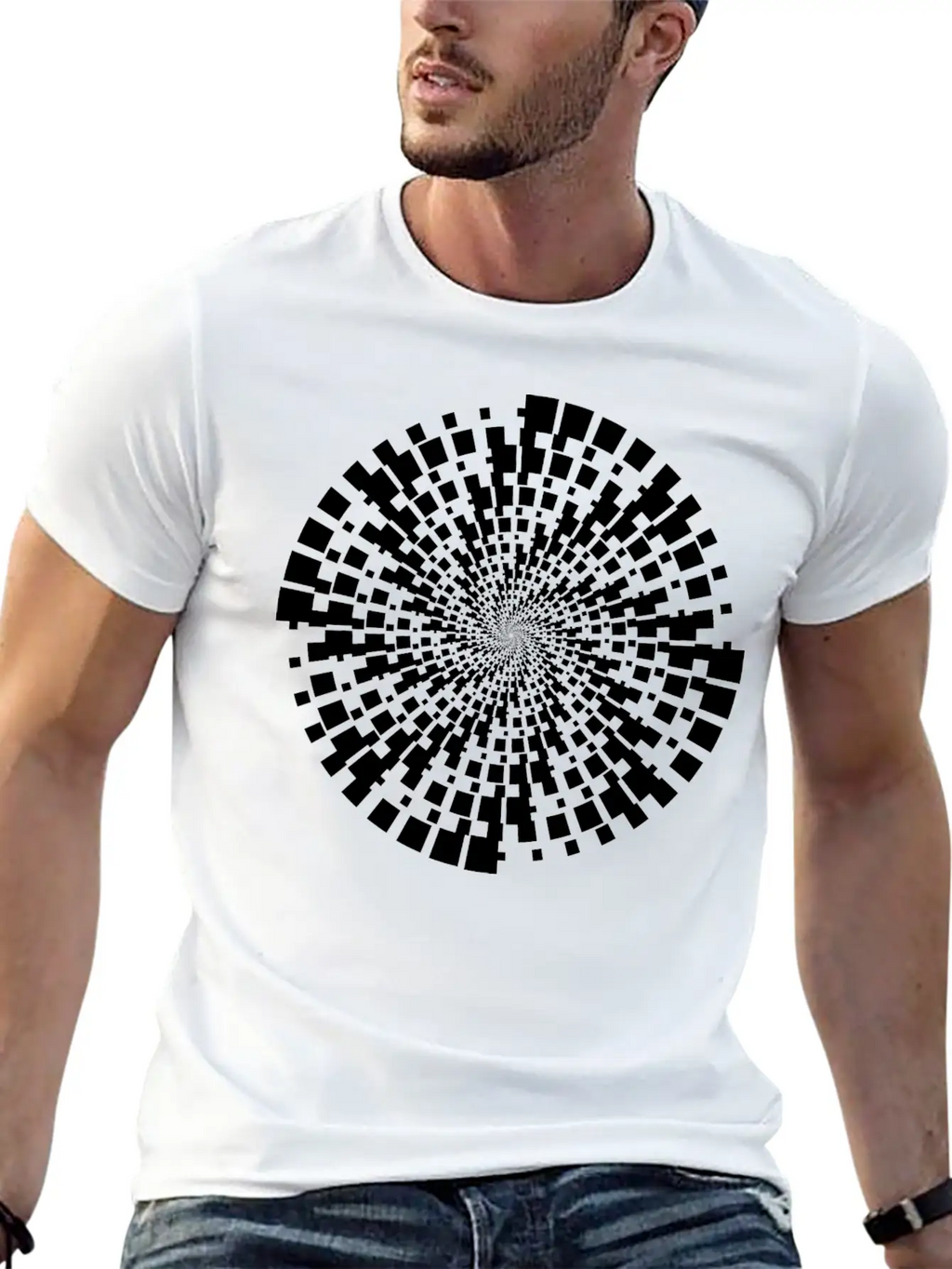 Geometric Vortex Unisex Casual T-Shirt – Clean Design For Daily Comfort