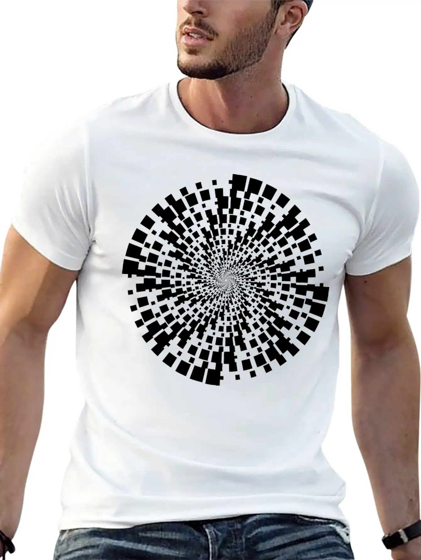 Geometric Vortex Unisex Casual T-Shirt – Clean Design For Daily Comfort
