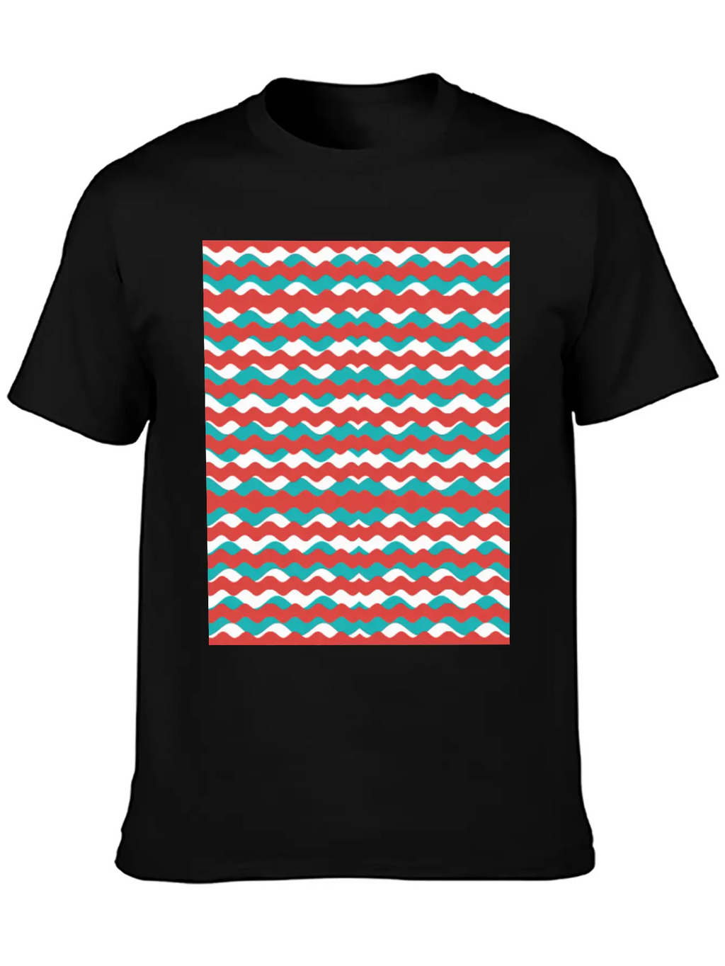 Geometric Waves Pattern Unisex Short Sleeve Soft Cotton T-Shirt – Casual Everyday Wear
