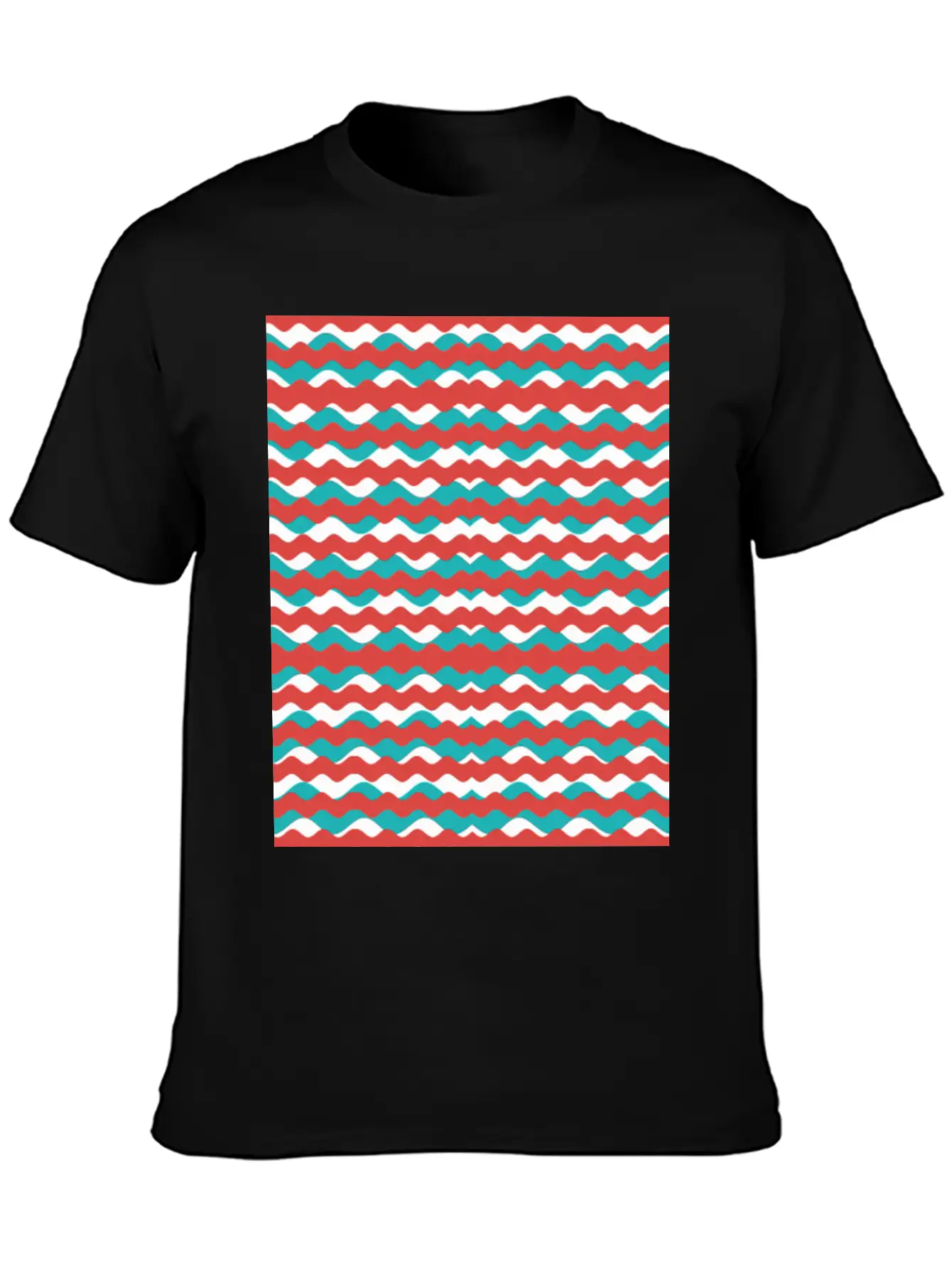 Geometric Waves Pattern Unisex Short Sleeve Soft Cotton T-Shirt – Casual Everyday Wear