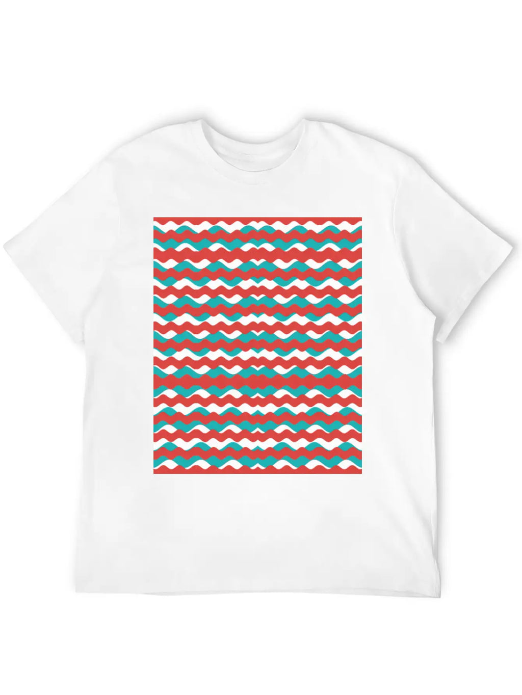 Geometric Waves Pattern Unisex Short Sleeve Soft Cotton T-Shirt – Casual Everyday Wear