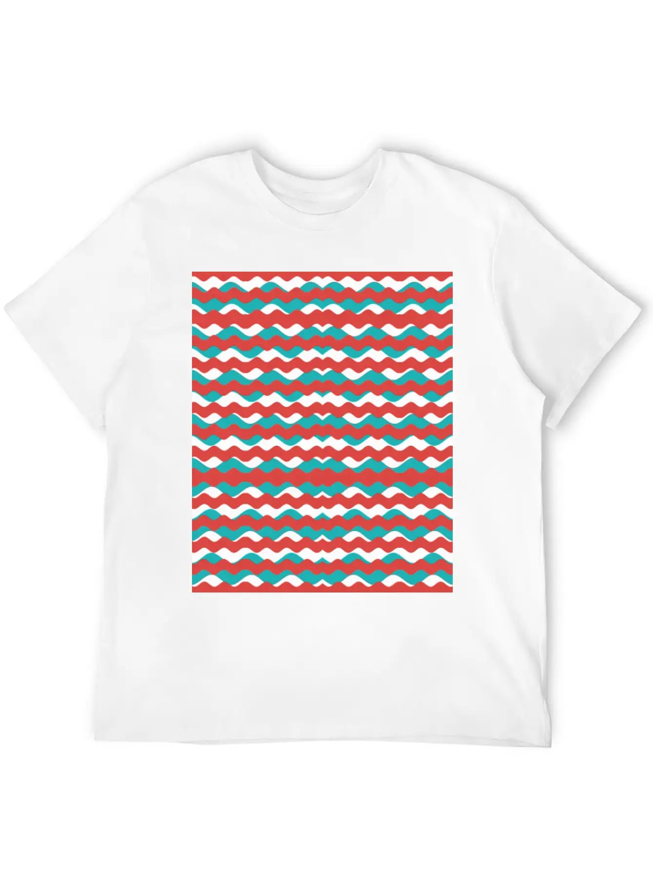 Geometric Waves Pattern Unisex Short Sleeve Soft Cotton T-Shirt – Casual Everyday Wear
