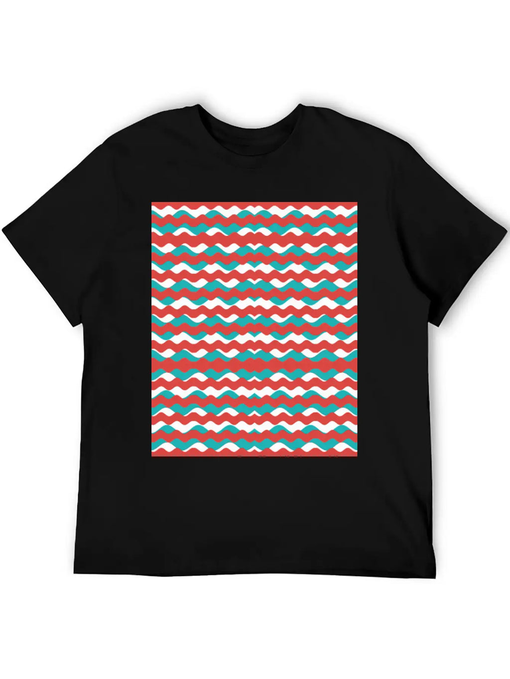 Geometric Waves Pattern Unisex Short Sleeve Soft Cotton T-Shirt – Casual Everyday Wear