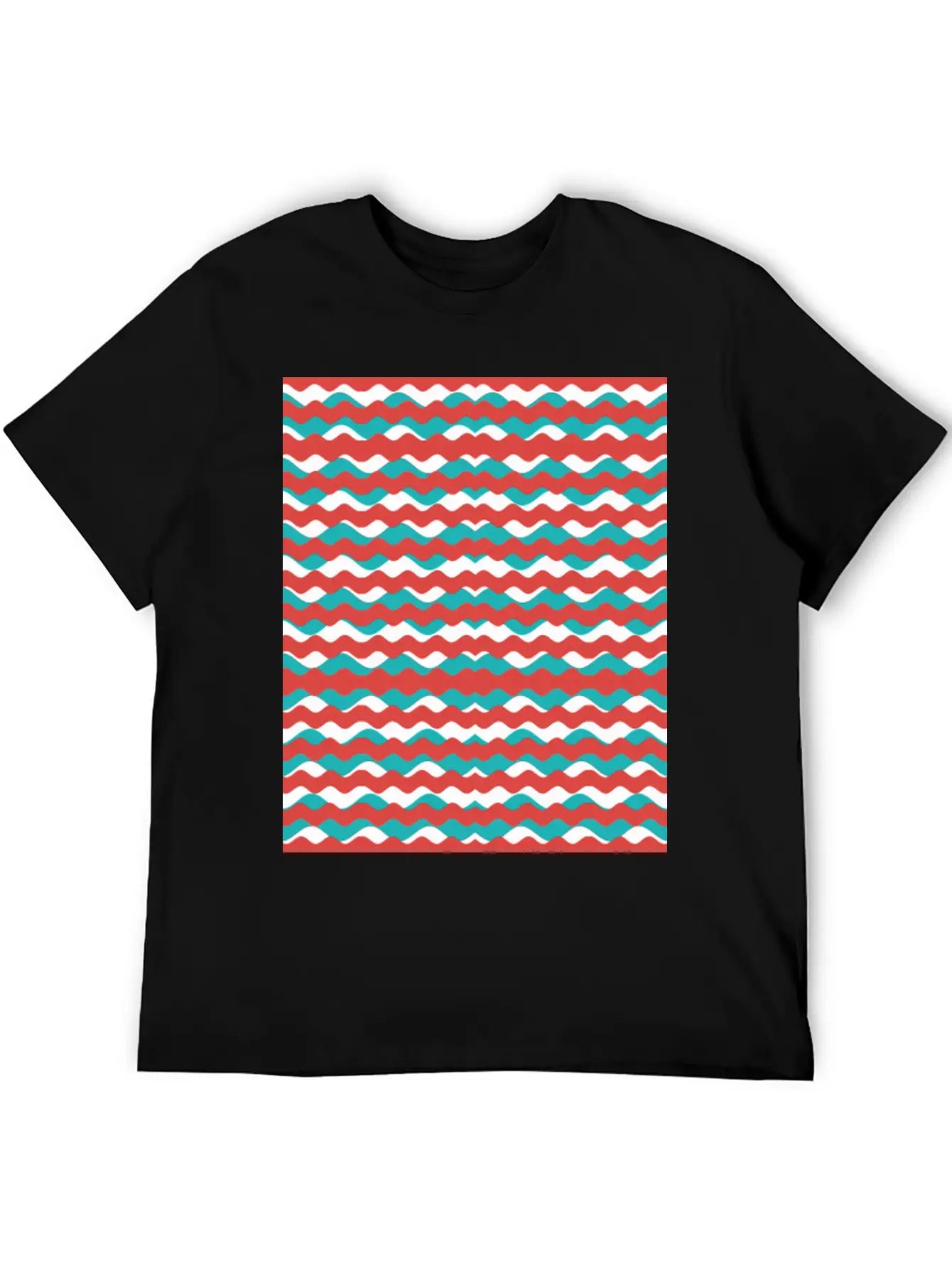 Geometric Waves Pattern Unisex Short Sleeve Soft Cotton T-Shirt – Casual Everyday Wear