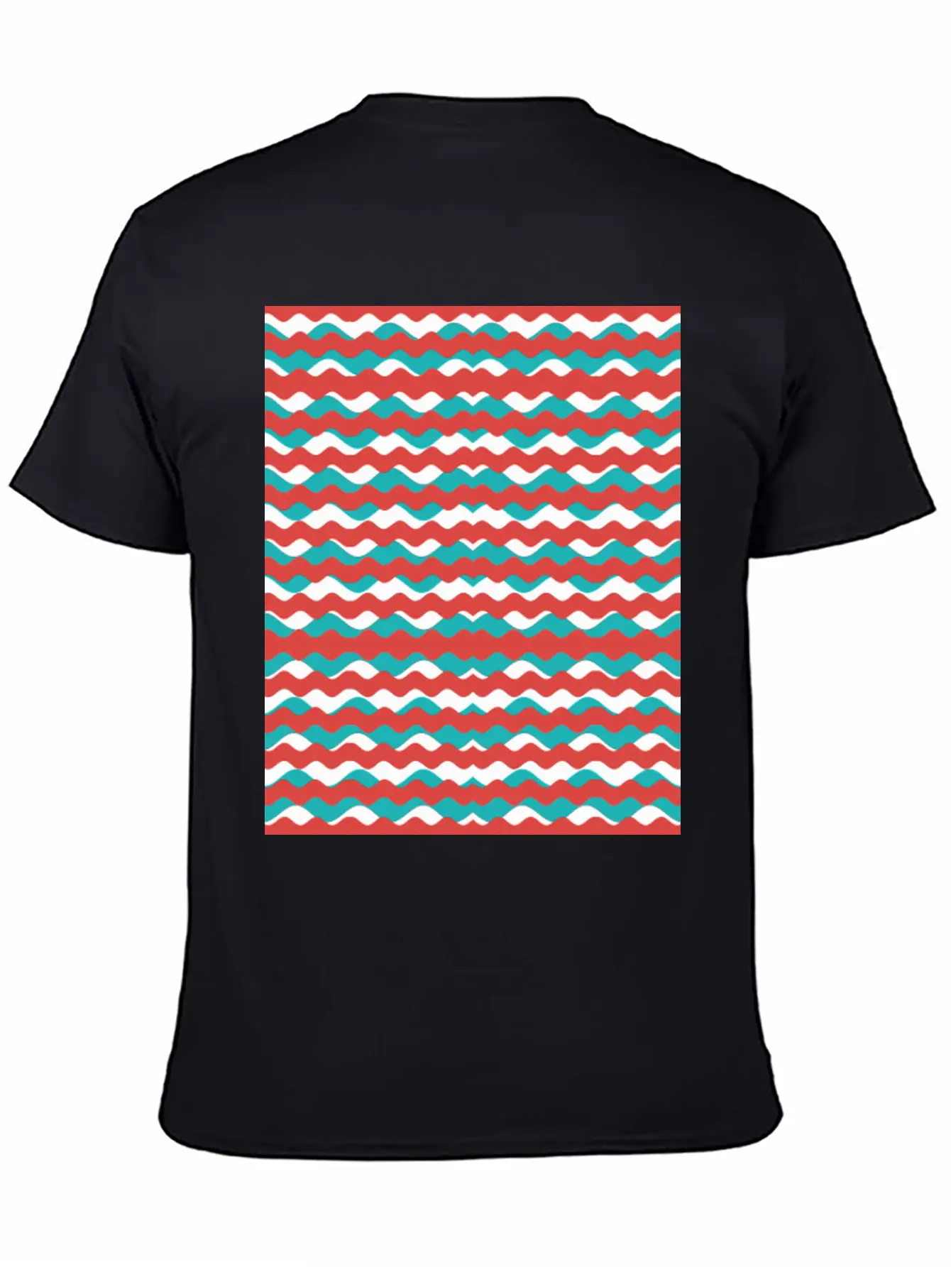 Geometric Waves Pattern Unisex Short Sleeve Soft Cotton T-Shirt – Casual Everyday Wear