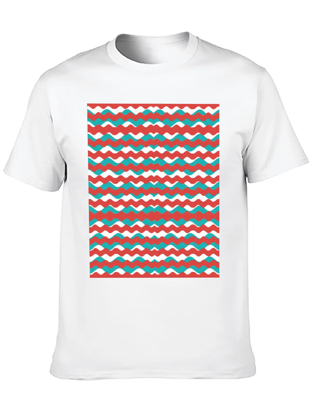 Geometric Waves Pattern Unisex Short Sleeve Soft Cotton T-Shirt – Casual Everyday Wear
