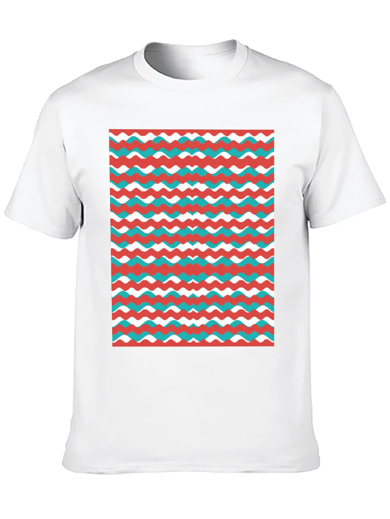 Geometric Waves Pattern Unisex Short Sleeve Soft Cotton T-Shirt – Casual Everyday Wear
