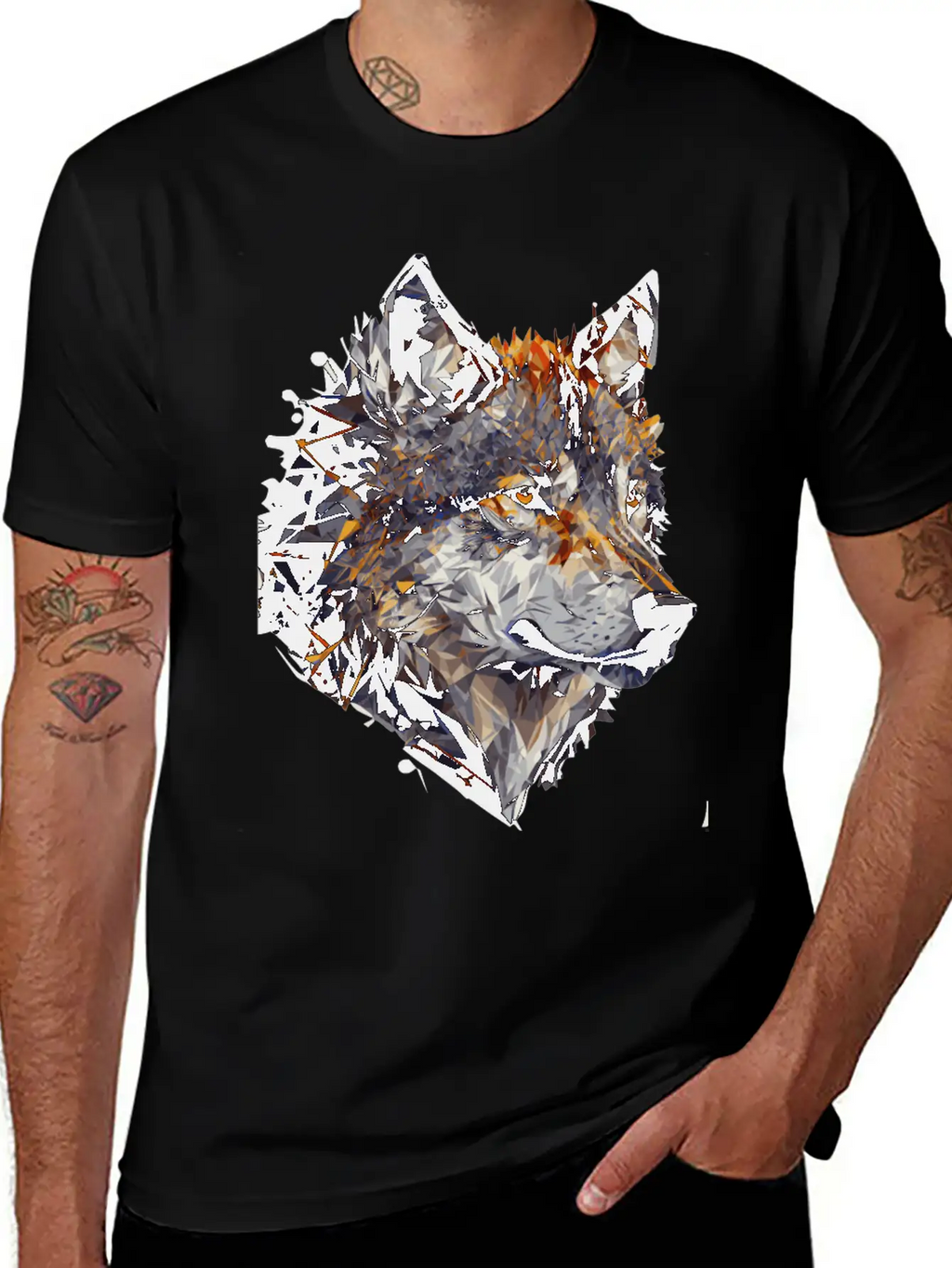 Geometric Wolf Head Abstract Polygonal Unisex Casual T-Shirt – Clean Design For Daily Comfort