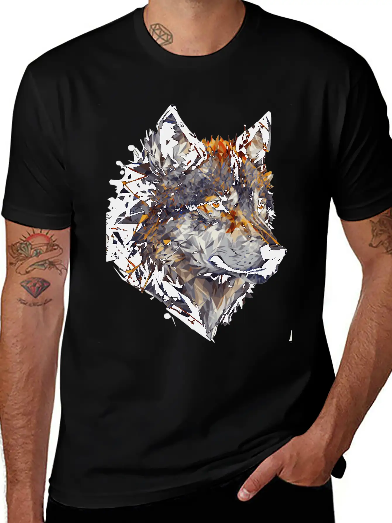 Geometric Wolf Head Abstract Polygonal Unisex Casual T-Shirt – Clean Design For Daily Comfort