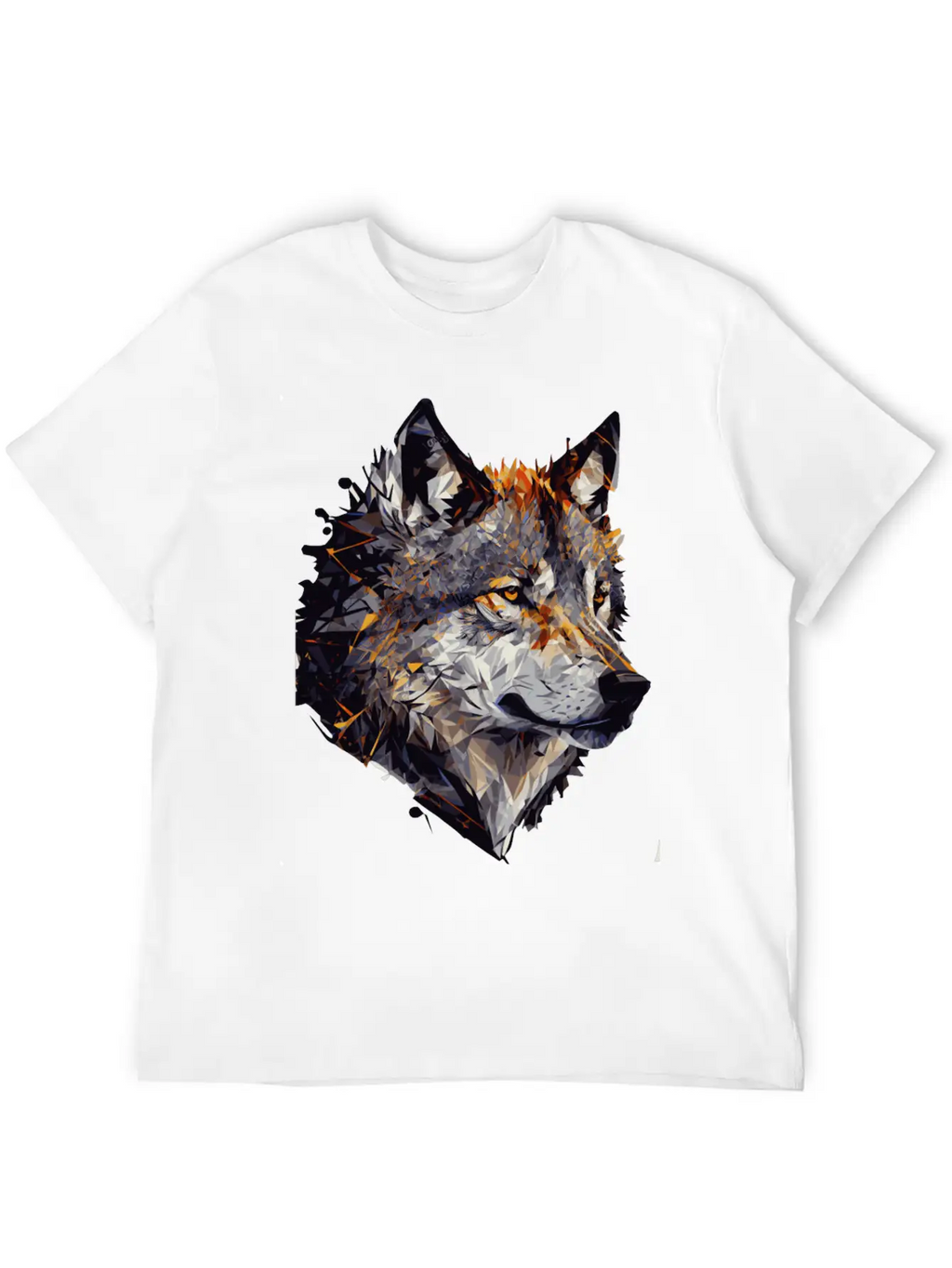 Geometric Wolf Head Abstract Polygonal Unisex Casual T-Shirt – Clean Design For Daily Comfort