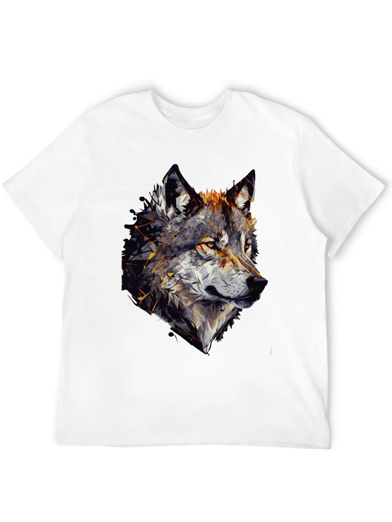 Geometric Wolf Head Abstract Polygonal Unisex Casual T-Shirt – Clean Design For Daily Comfort