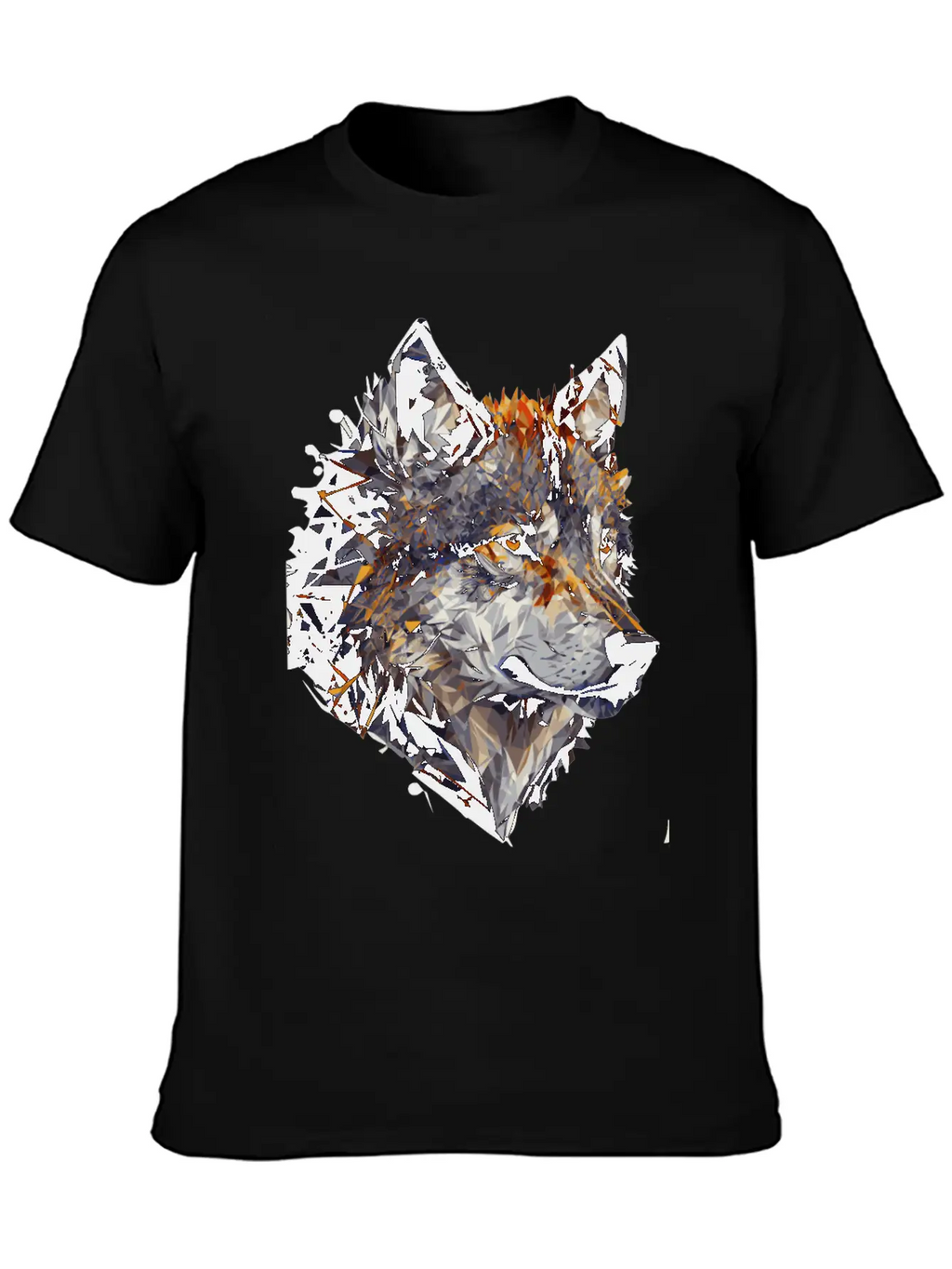 Geometric Wolf Head Abstract Polygonal Unisex Casual T-Shirt – Clean Design For Daily Comfort