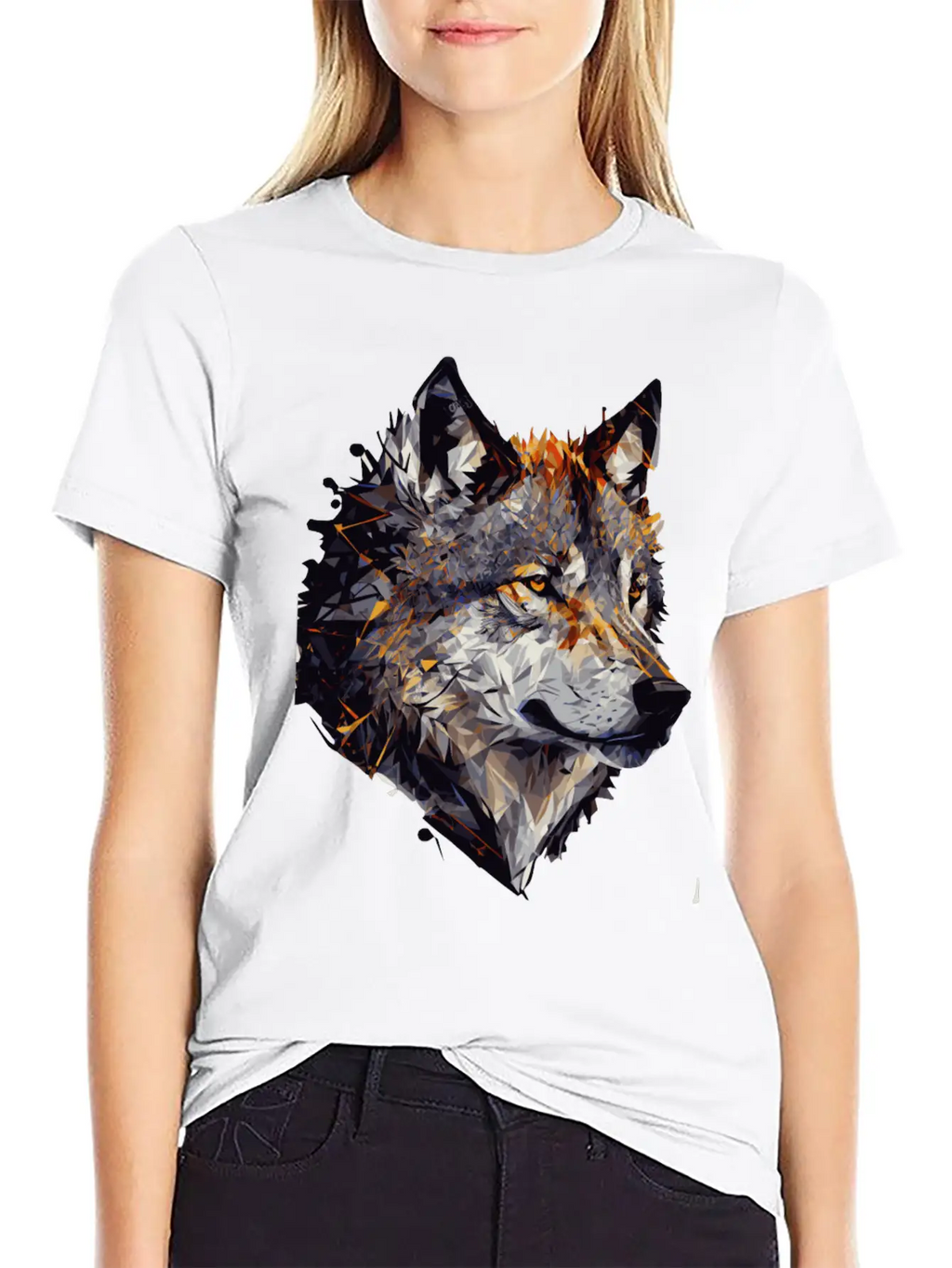 Geometric Wolf Head Abstract Polygonal Unisex Casual T-Shirt – Clean Design For Daily Comfort