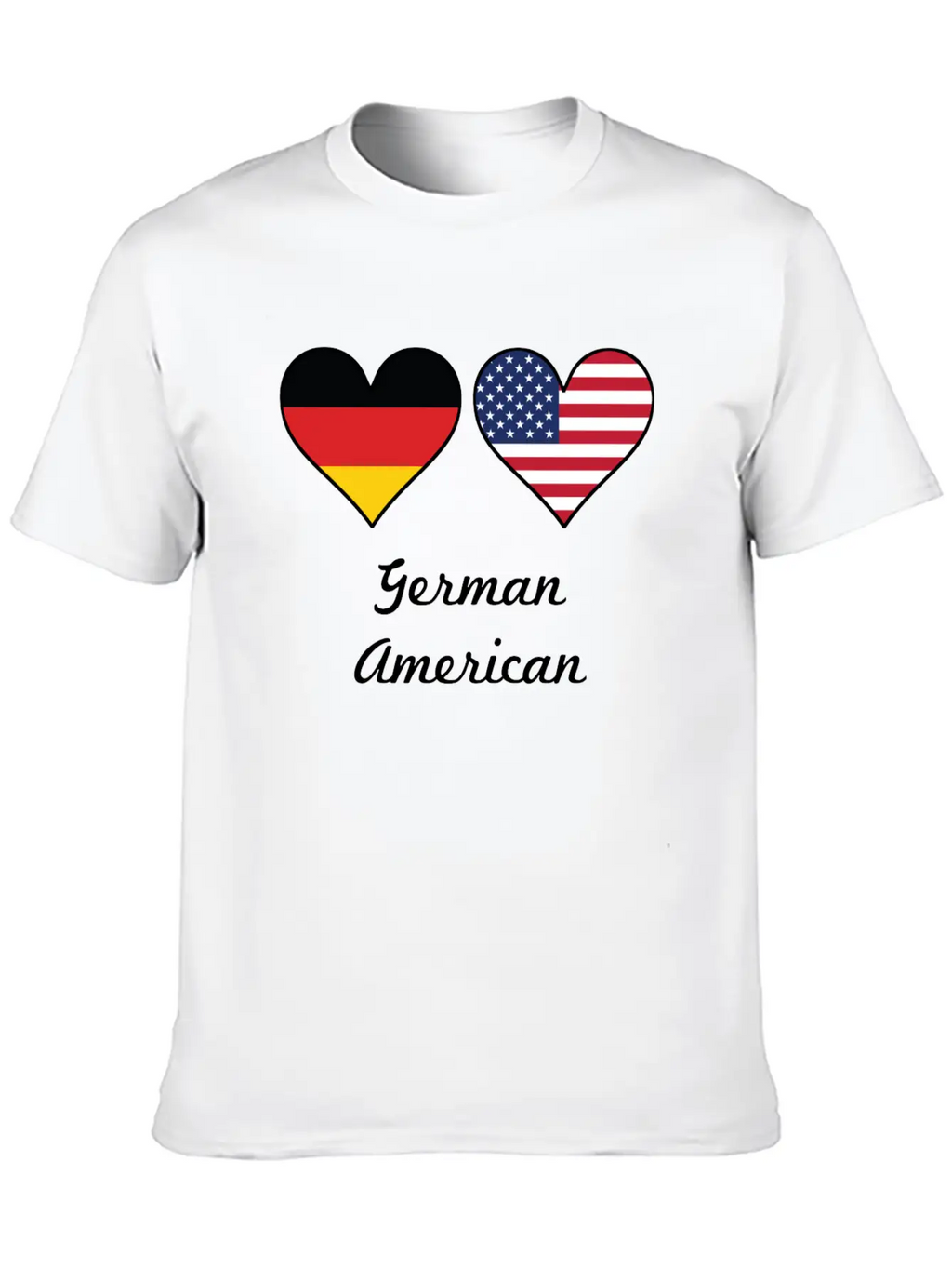 German American Flag Hearts Unisex Short Sleeve Soft Cotton T-Shirt – Casual Everyday Wear