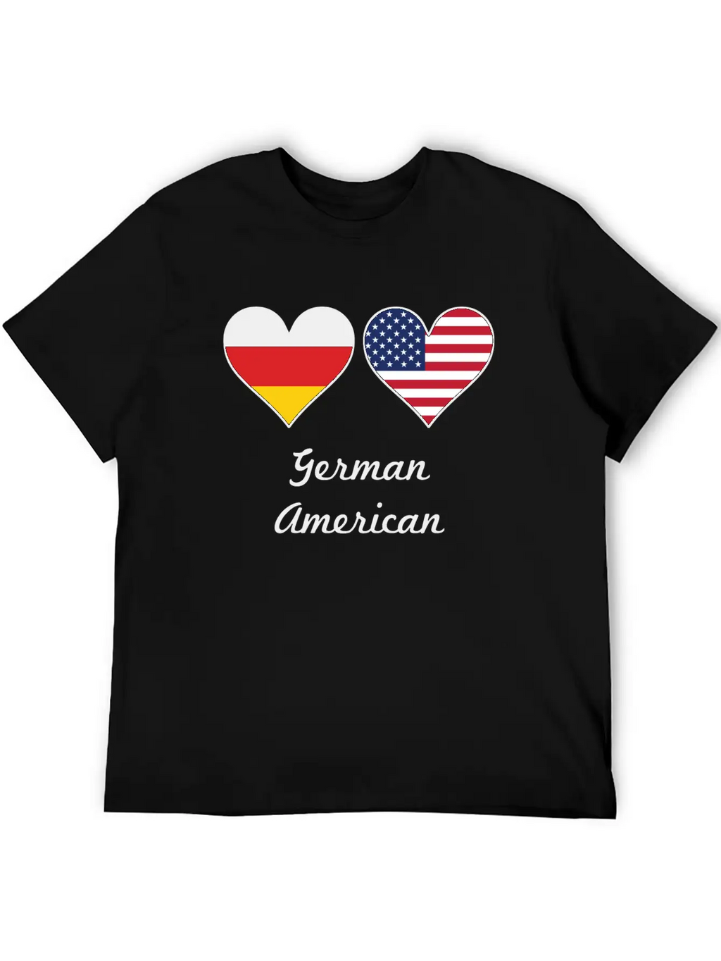 German American Flag Hearts Unisex Short Sleeve Soft Cotton T-Shirt – Casual Everyday Wear