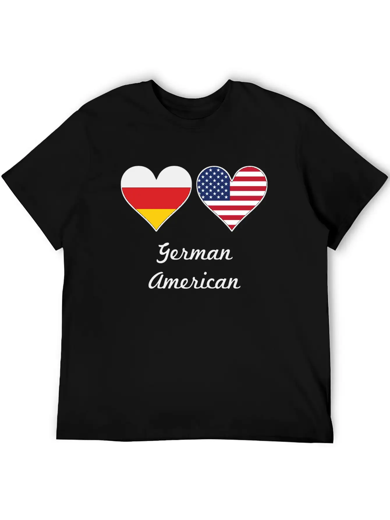 German American Flag Hearts Unisex Short Sleeve Soft Cotton T-Shirt – Casual Everyday Wear