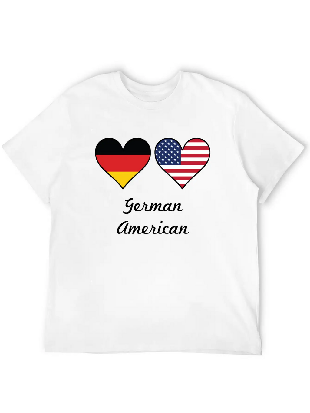 German American Flag Hearts Unisex Short Sleeve Soft Cotton T-Shirt – Casual Everyday Wear