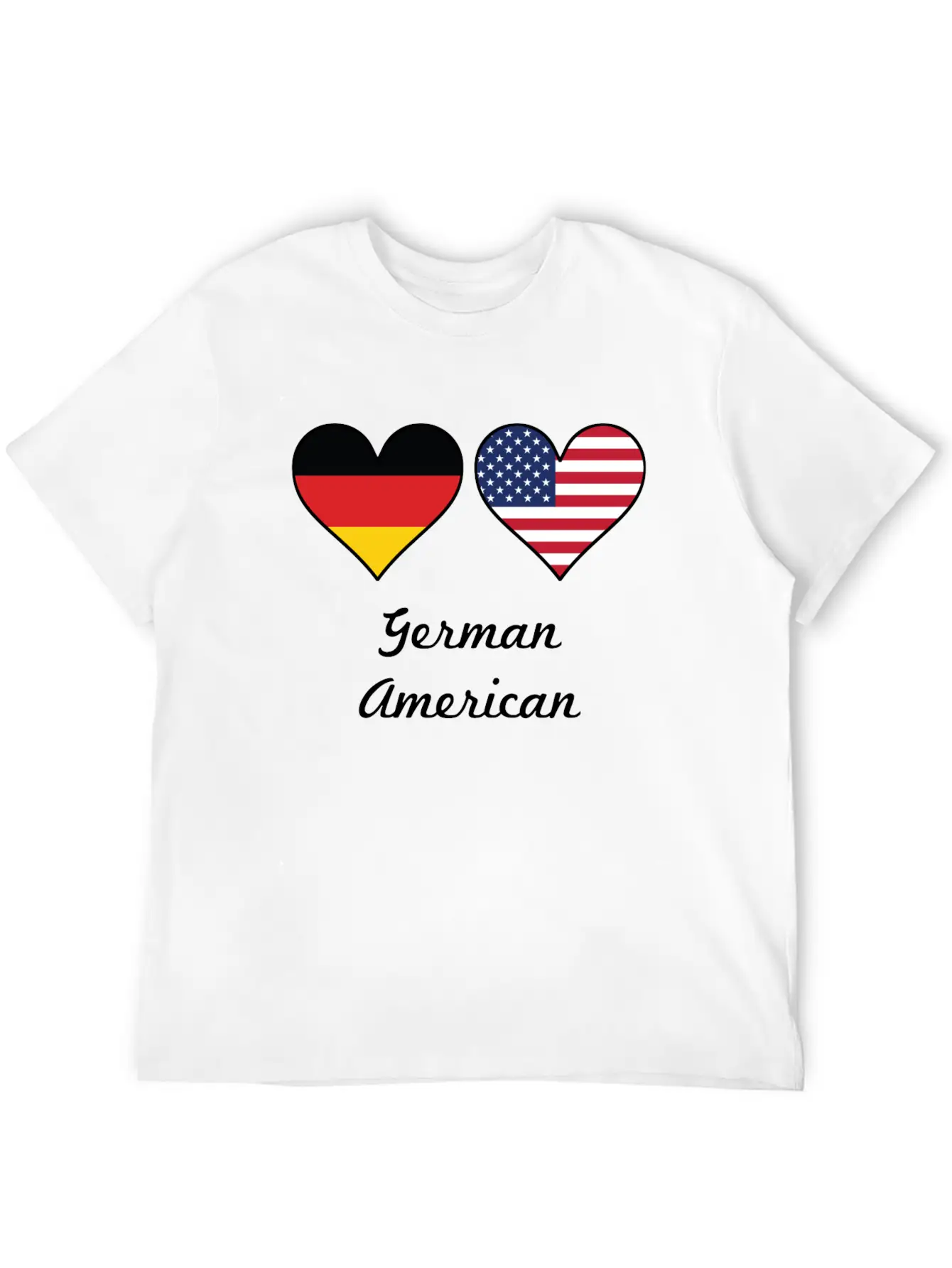 German American Flag Hearts Unisex Short Sleeve Soft Cotton T-Shirt – Casual Everyday Wear