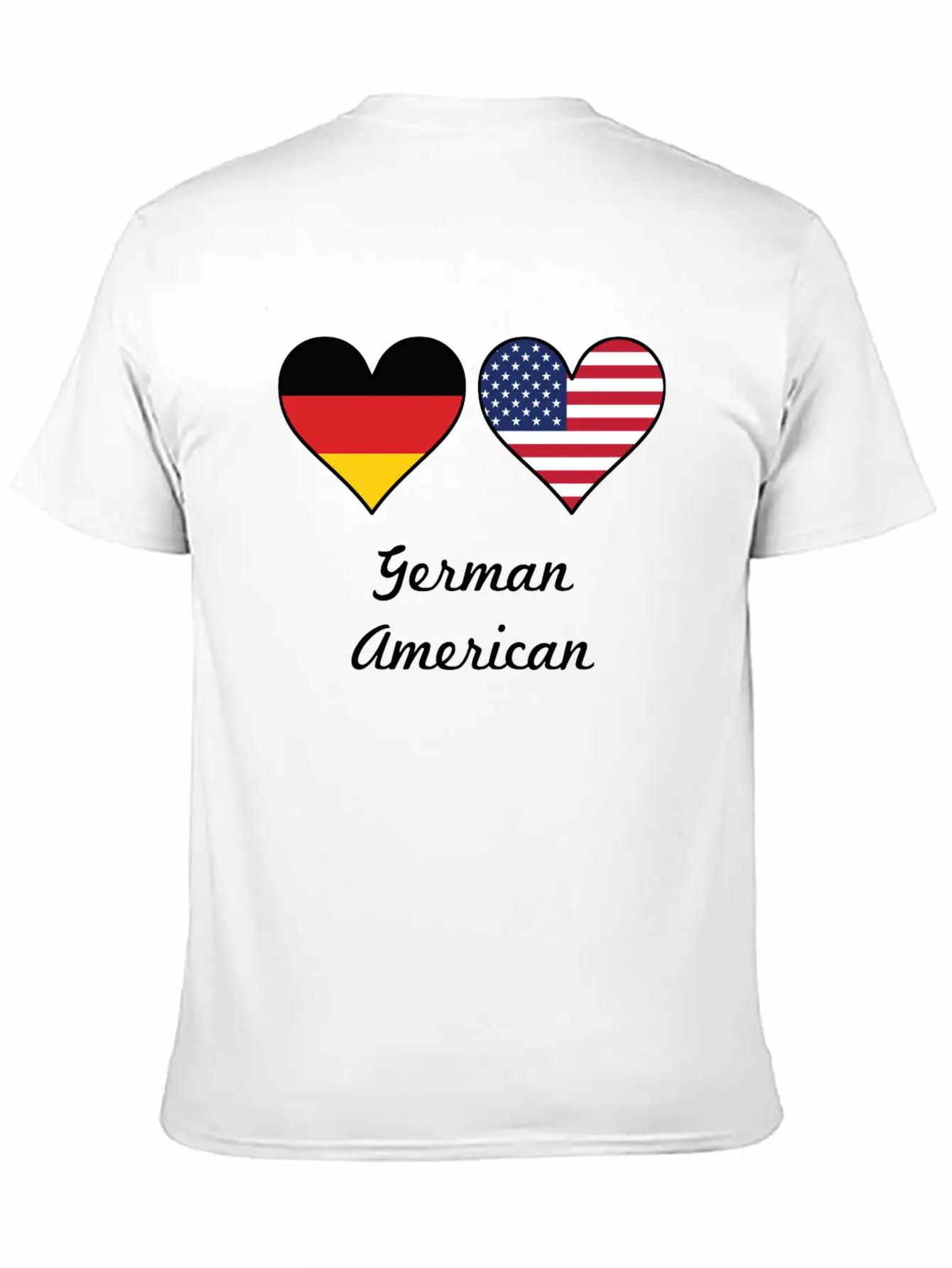 German American Flag Hearts Unisex Short Sleeve Soft Cotton T-Shirt – Casual Everyday Wear