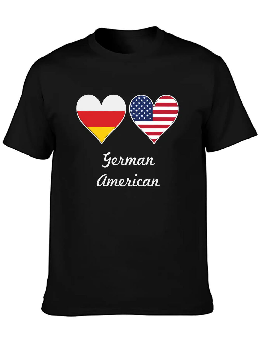 German American Flag Hearts Unisex Short Sleeve Soft Cotton T-Shirt – Casual Everyday Wear