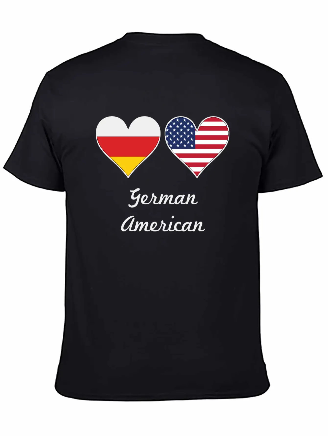 German American Flag Hearts Unisex Short Sleeve Soft Cotton T-Shirt – Casual Everyday Wear