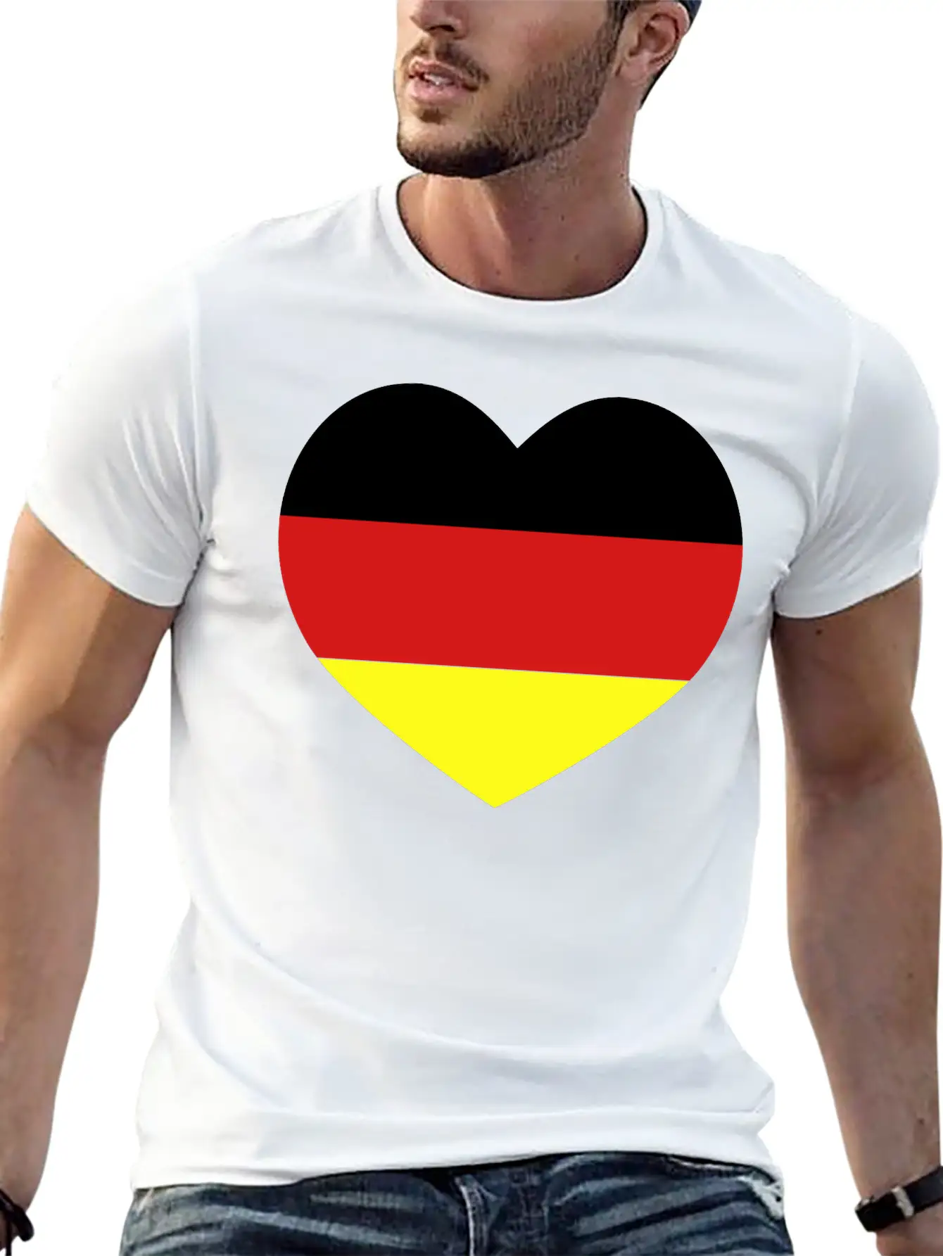 German Football Heart Stylish Everyday T-Shirt – Unisex Basic Cotton Tee