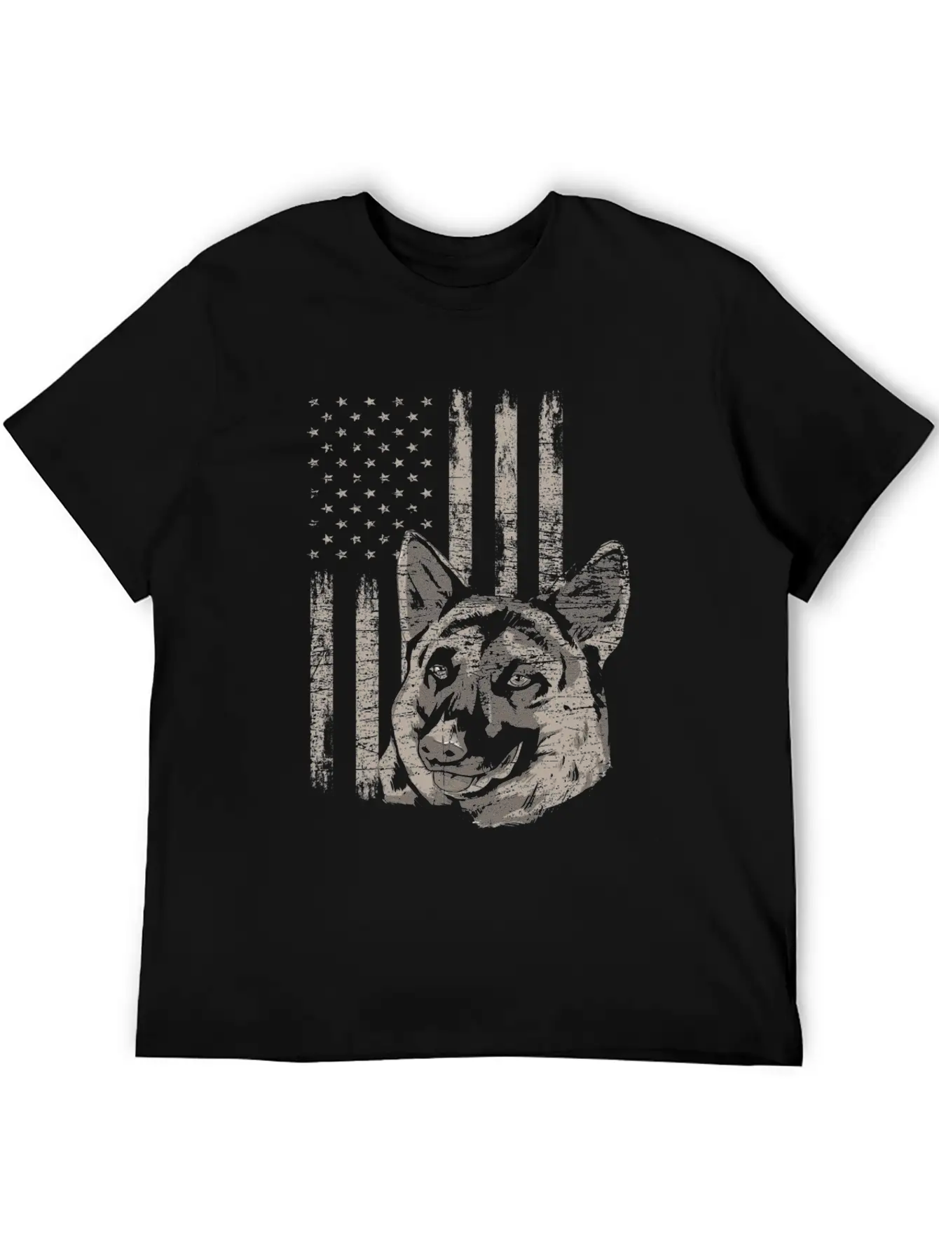 German Shepherd America Flag Gift Breathable Soft Cotton T-Shirt – Timeless Casual Look