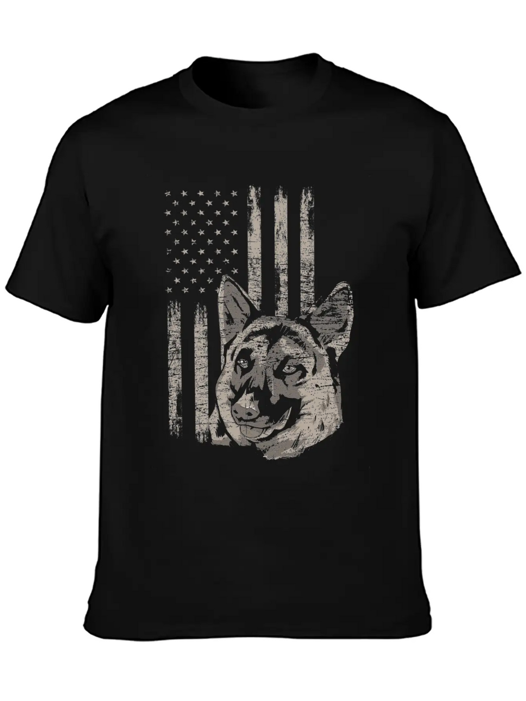 German Shepherd America Flag Gift Breathable Soft Cotton T-Shirt – Timeless Casual Look