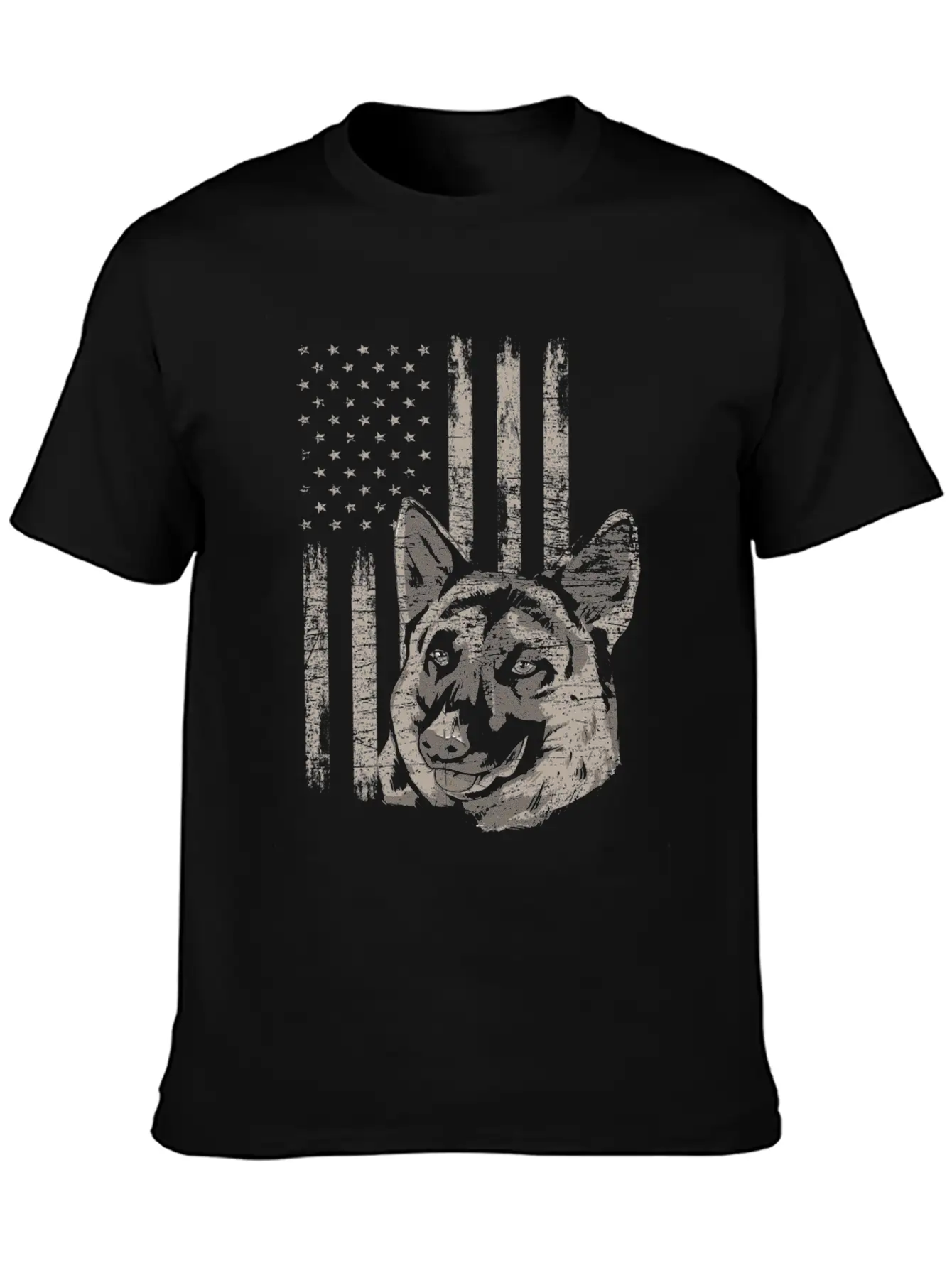 German Shepherd America Flag Gift Breathable Soft Cotton T-Shirt – Timeless Casual Look