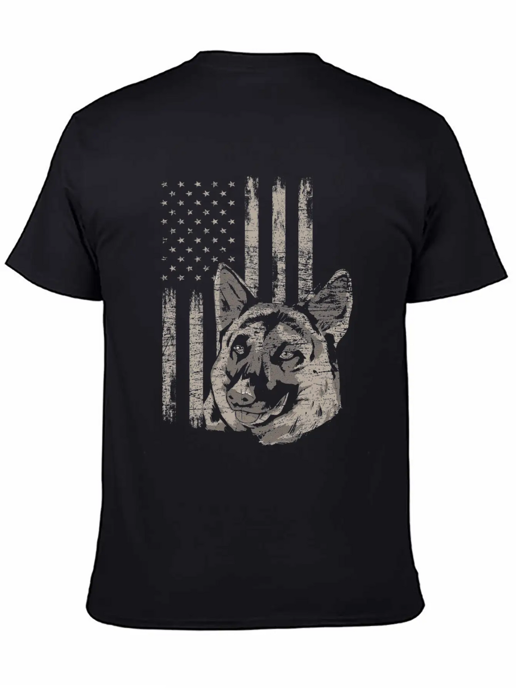 German Shepherd America Flag Gift Breathable Soft Cotton T-Shirt – Timeless Casual Look