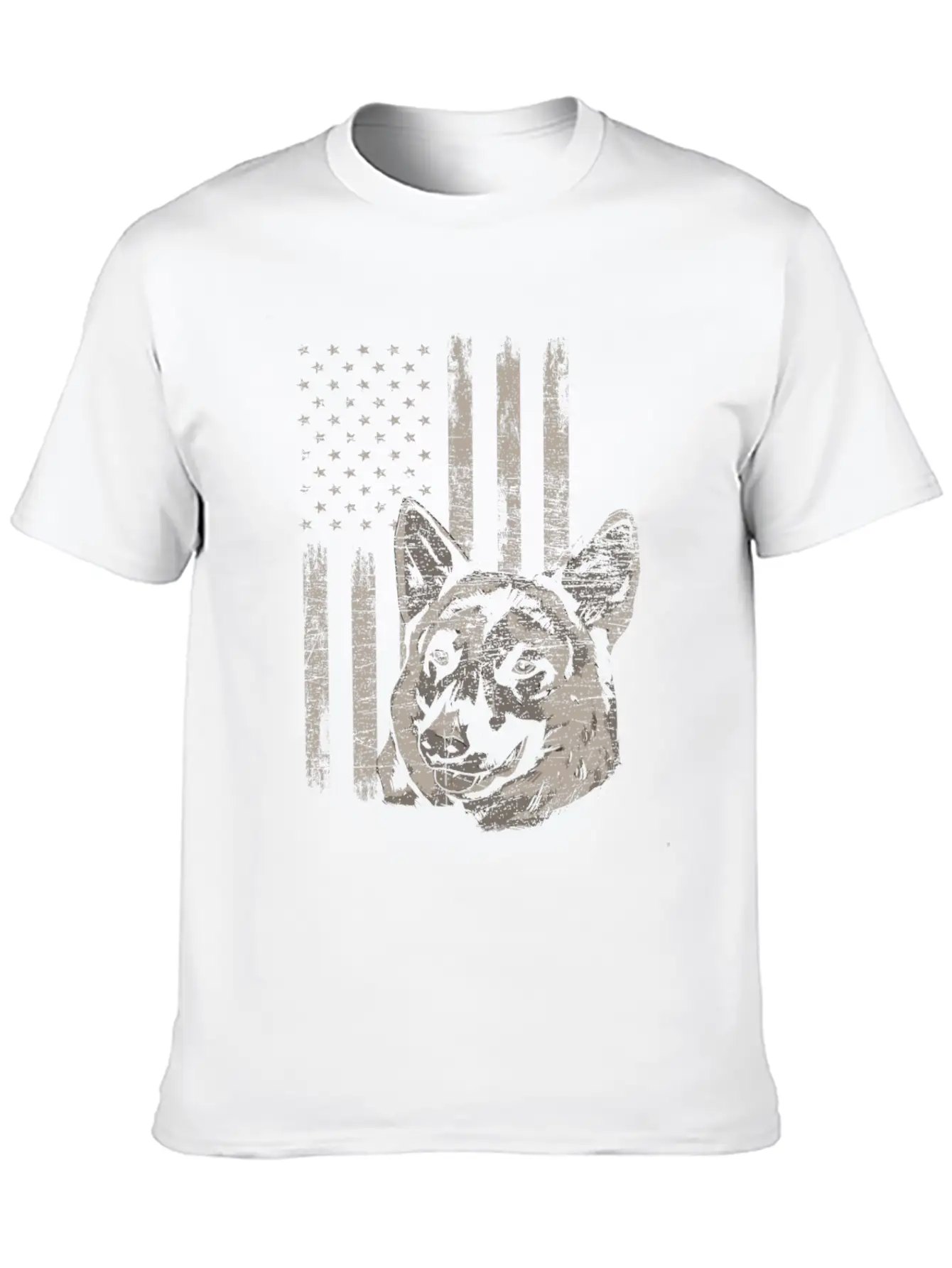 German Shepherd America Flag Gift Breathable Soft Cotton T-Shirt – Timeless Casual Look