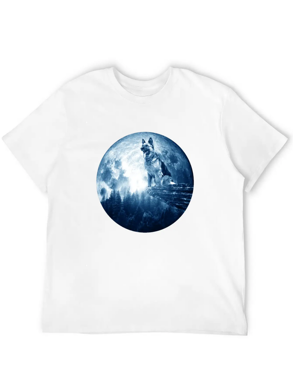 German Shepherd Dog Moon Dog Mom Dad Women Men Dog Stylish Everyday T-Shirt – Unisex Basic Cotton Tee