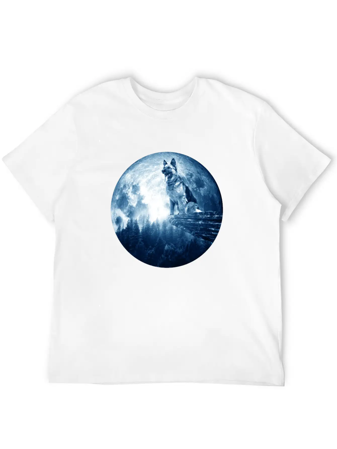 German Shepherd Dog Moon Dog Mom Dad Women Men Dog Stylish Everyday T-Shirt – Unisex Basic Cotton Tee