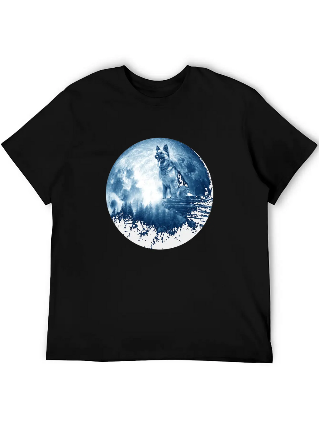 German Shepherd Dog Moon Dog Mom Dad Women Men Dog Stylish Everyday T-Shirt – Unisex Basic Cotton Tee