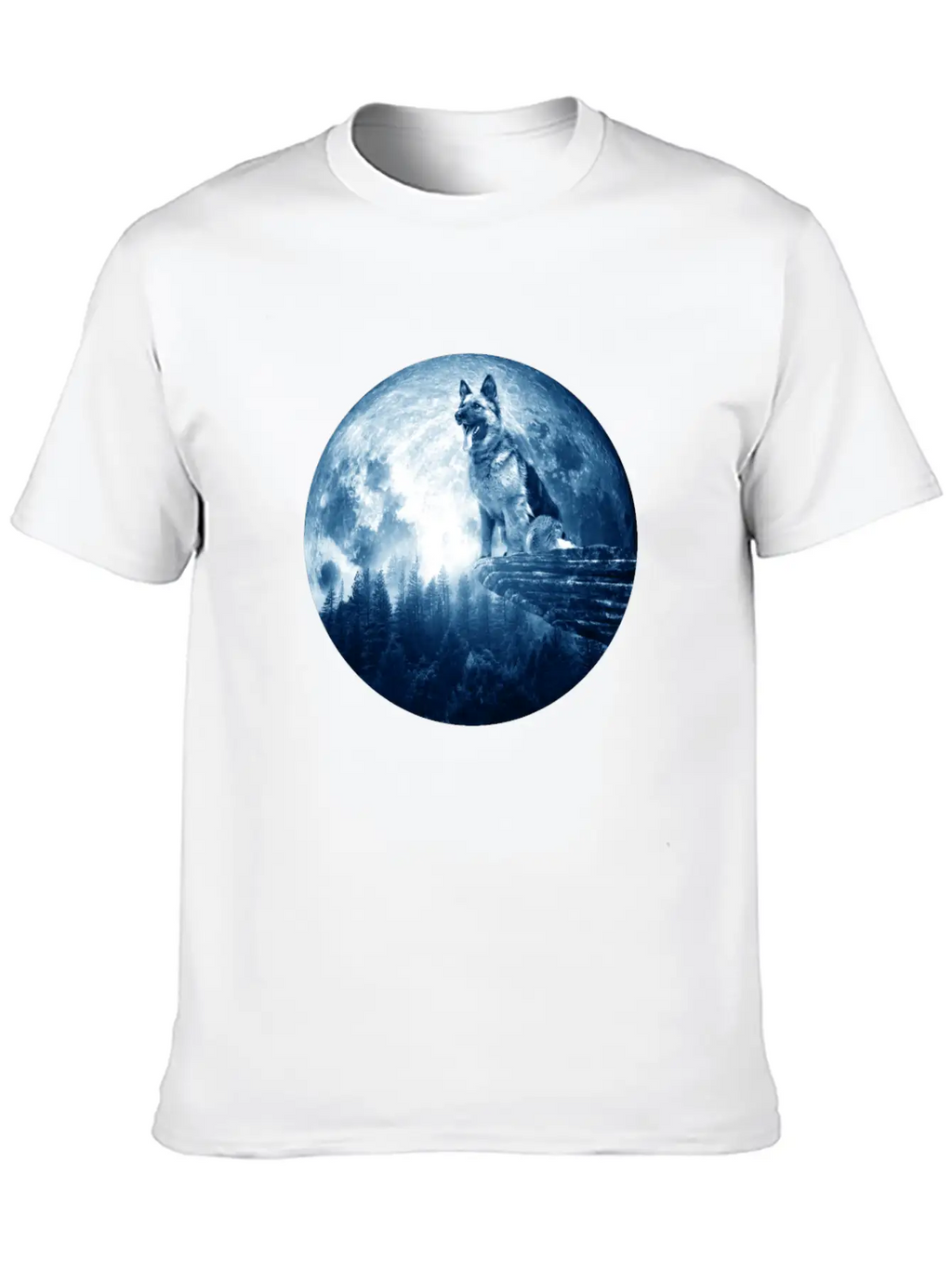 German Shepherd Dog Moon Dog Mom Dad Women Men Dog Stylish Everyday T-Shirt – Unisex Basic Cotton Tee